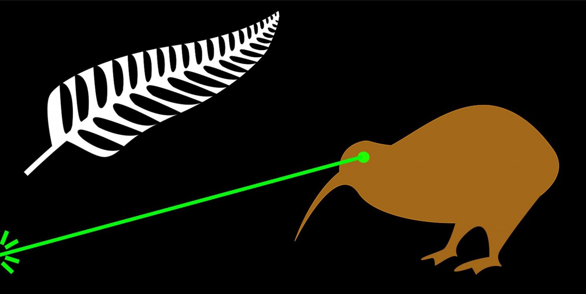 Ratades Flaggförslaget med en kiwifågel som skjuter laser tog sig inte vidare.