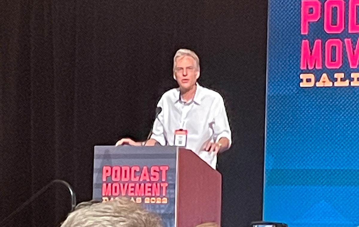 Adam Curry talade på konferensen ”Podcast movement” i Dallas, USA, och Patrik Syk var där och lyssnade.