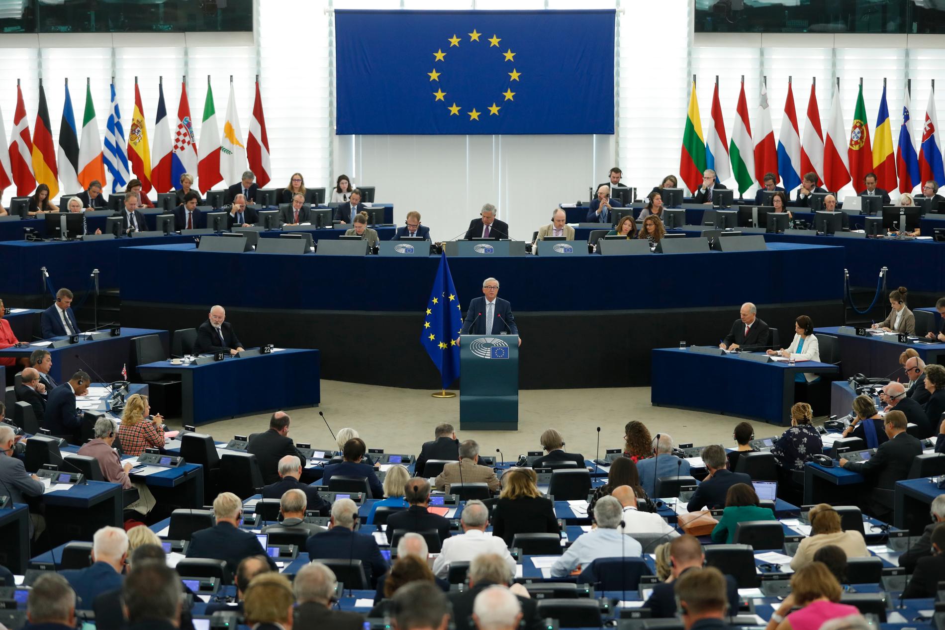 EU-kommissionens ordförande Jean-Claude Juncker under sitt tal i Strasbourg.