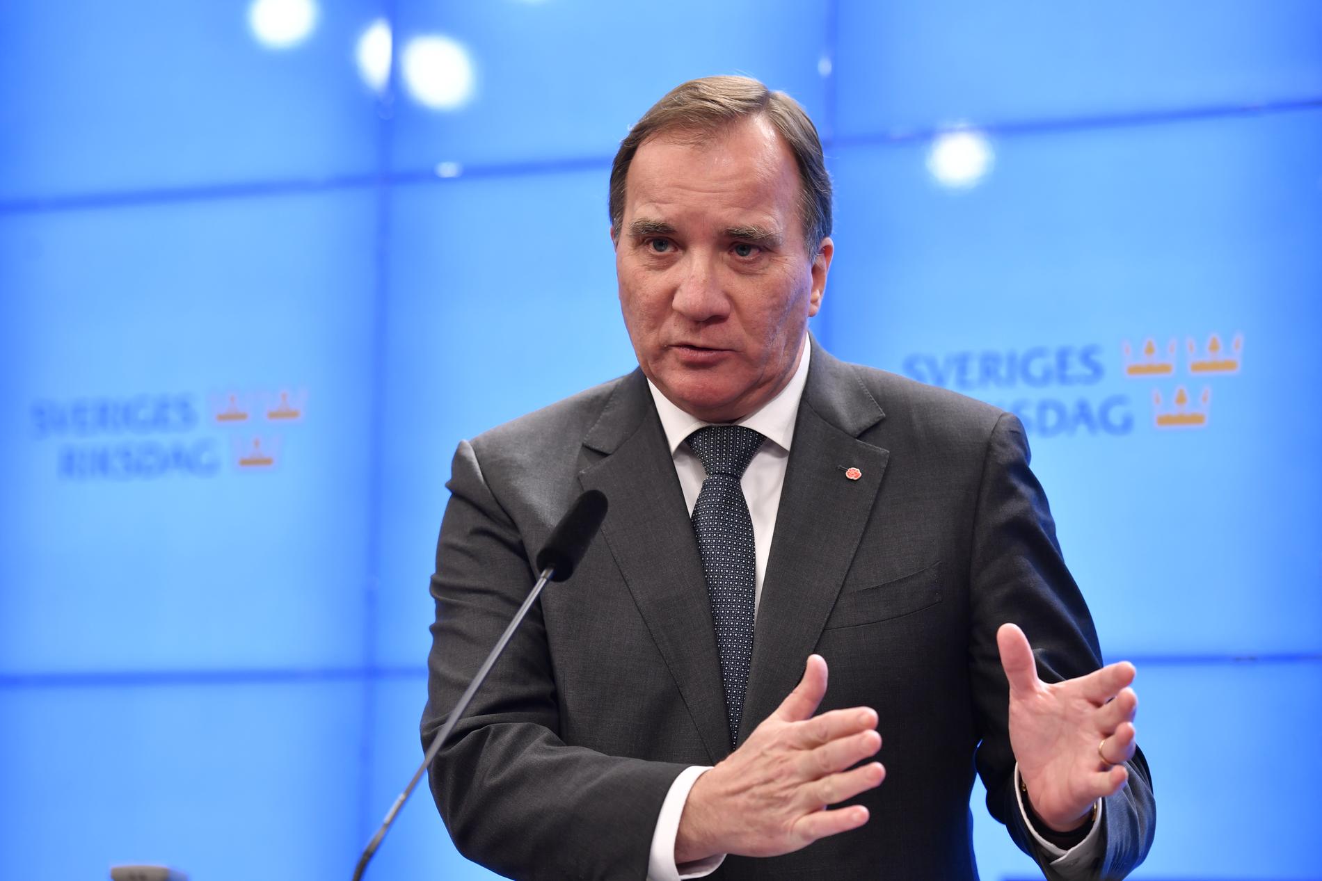 Stefan Löfven (S) håller pressträff med anledning av statsministernomineringen.