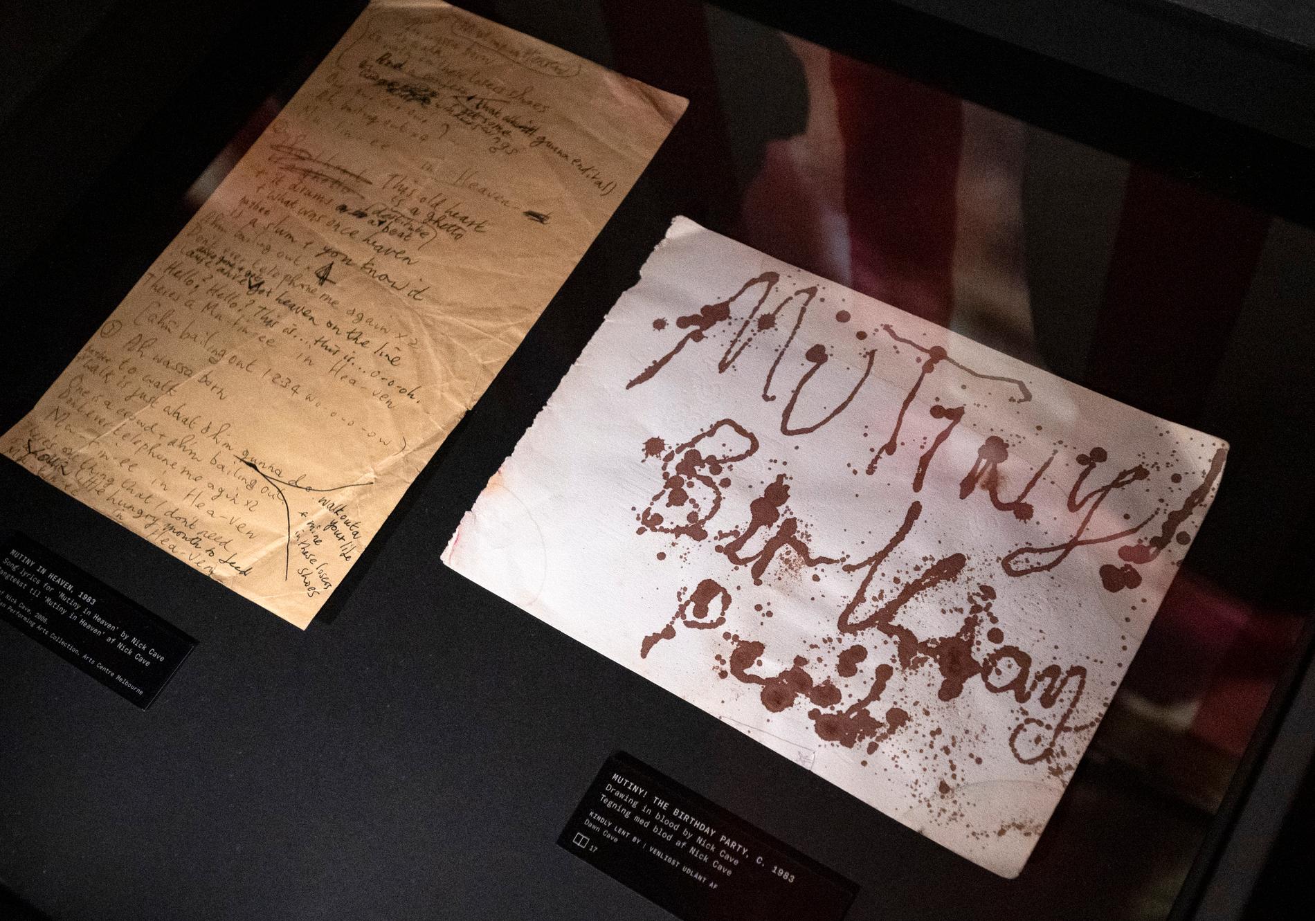 På utställningen "Stranger than kindness: The Nick Cave Exhibition" i Den Sorte Diamant får man bland mycket annat se en målning av Nick Cave gjord i hans eget blod.