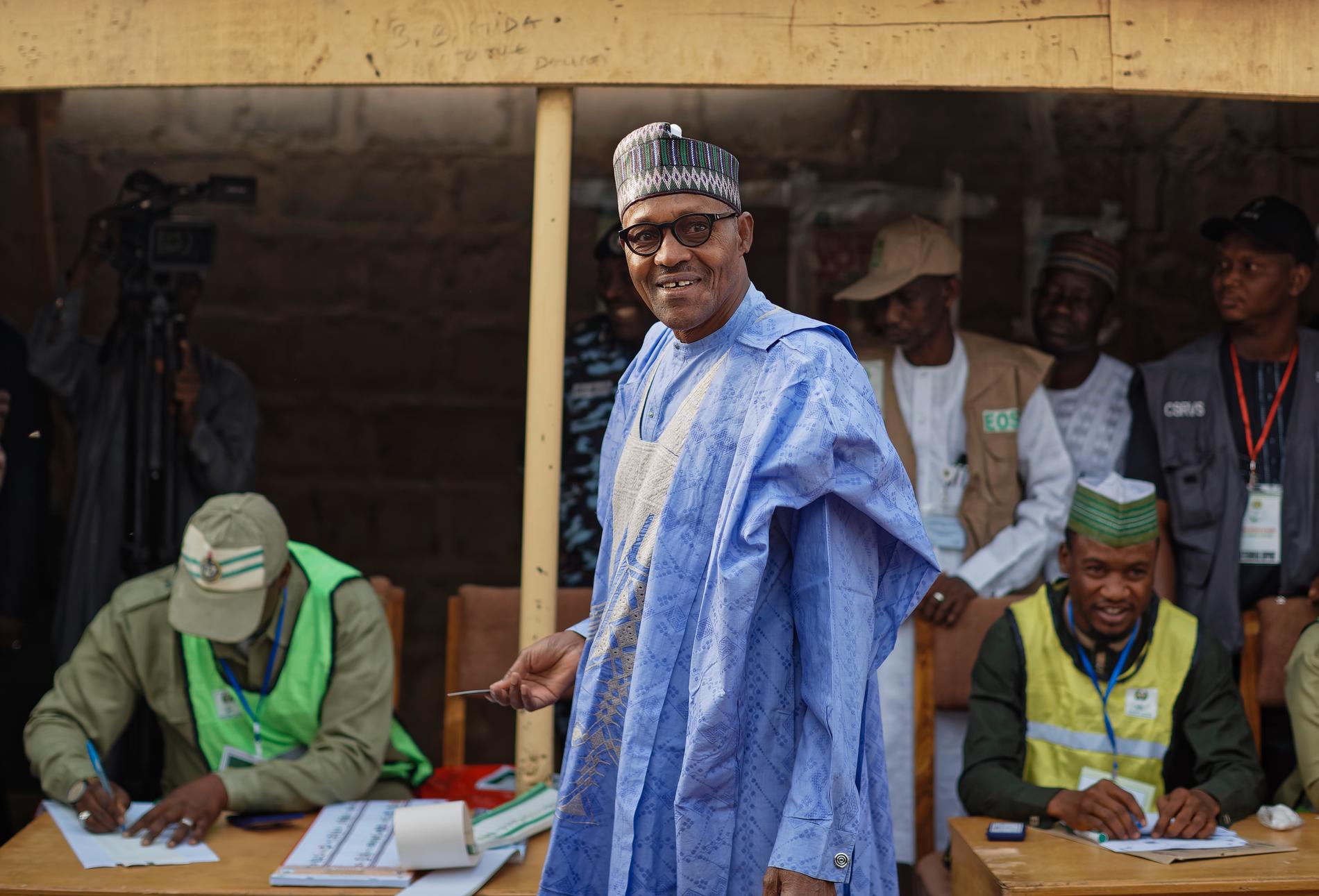 Muhammadu Buhari lägger sin röst i valet för tre månader sedan. Arkivbild