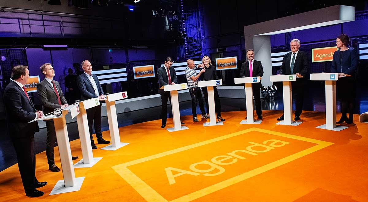 Samtliga partiledare möttes i går i en debatt i SVT:s Agenda.