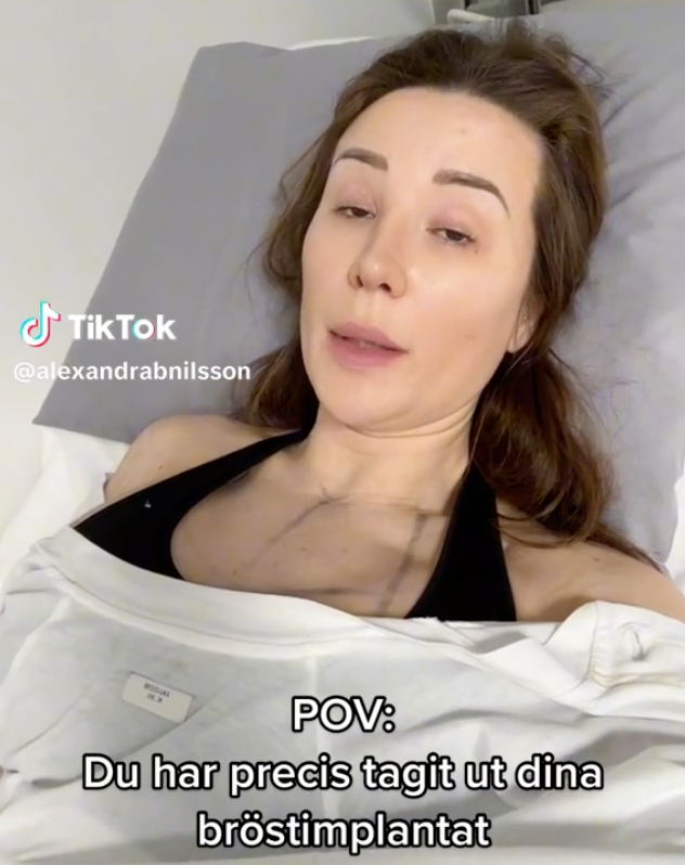 Alexandra Nilsson lade upp en video på Tiktok efter operationen.