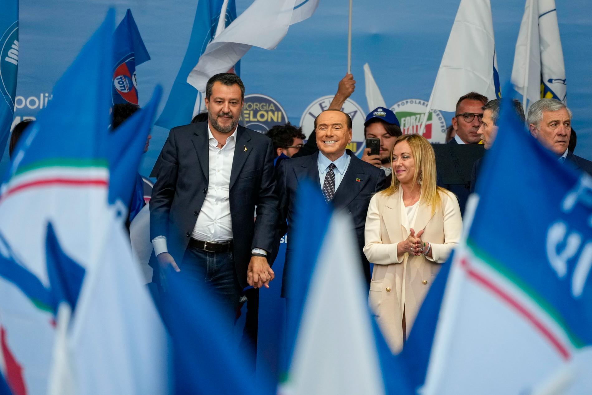 Matteo Salvini, Silvio Berlusconi och Giorgia Meloni.