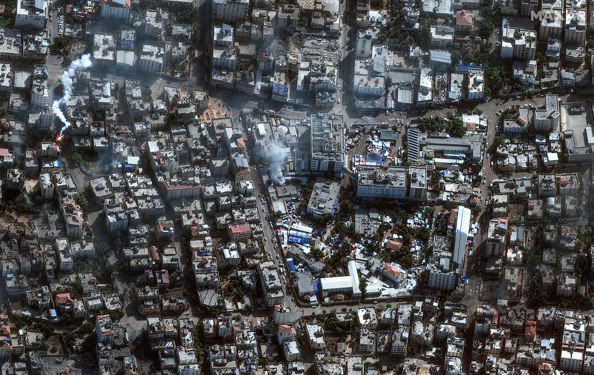 Satellitbild över al-Shifa-sjukhuset från i lördags.