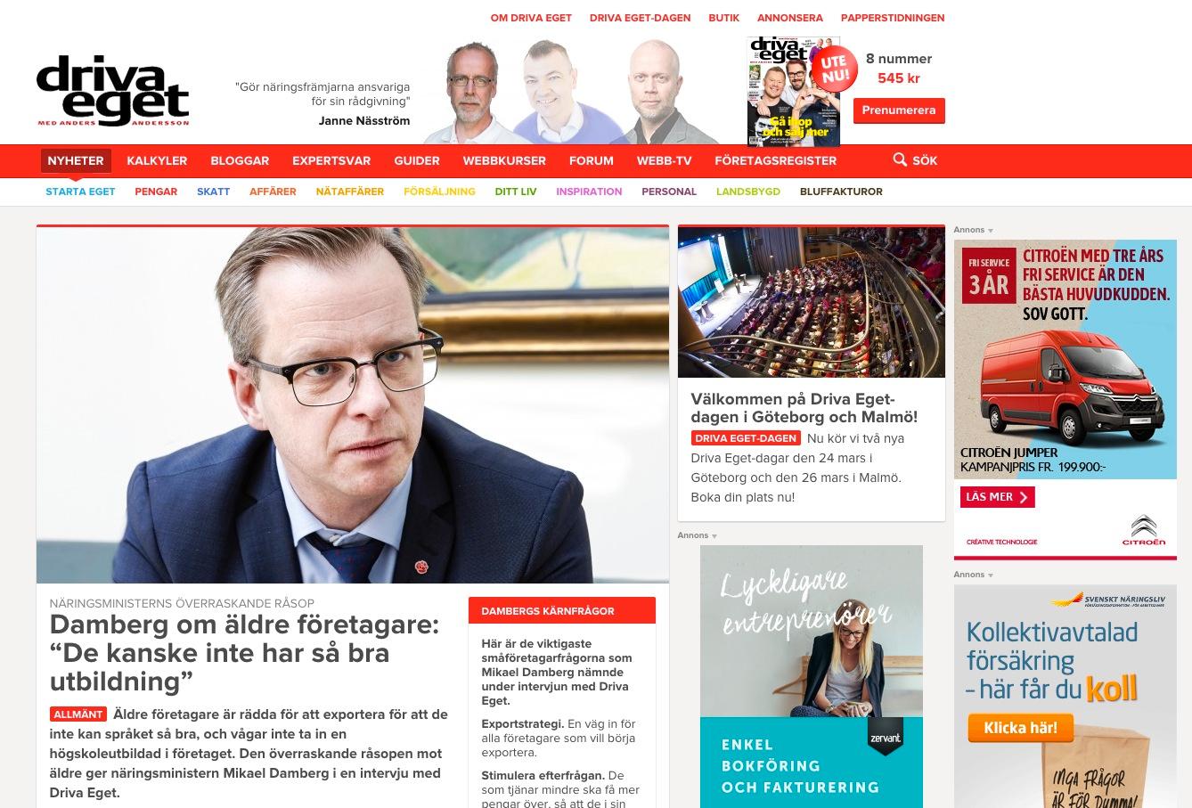 Intervjun med Mikael Damberg på tidningen Driva Eget.