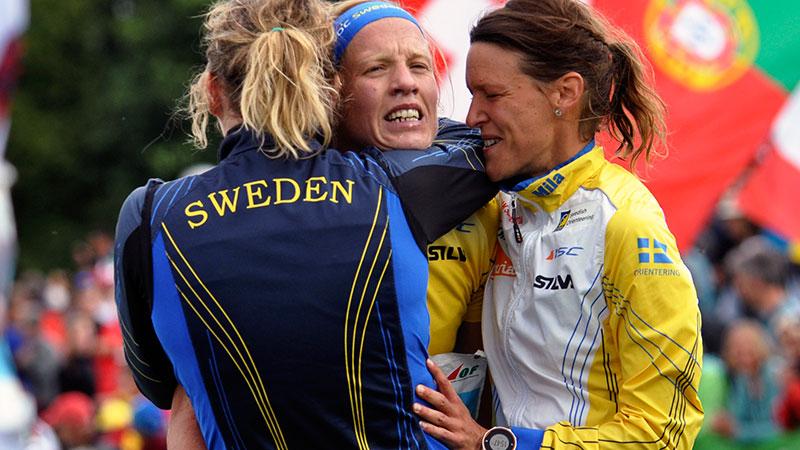 Helena Jansson, Annika Billstam och Emma Johansson tog brons i stafetten i VM.