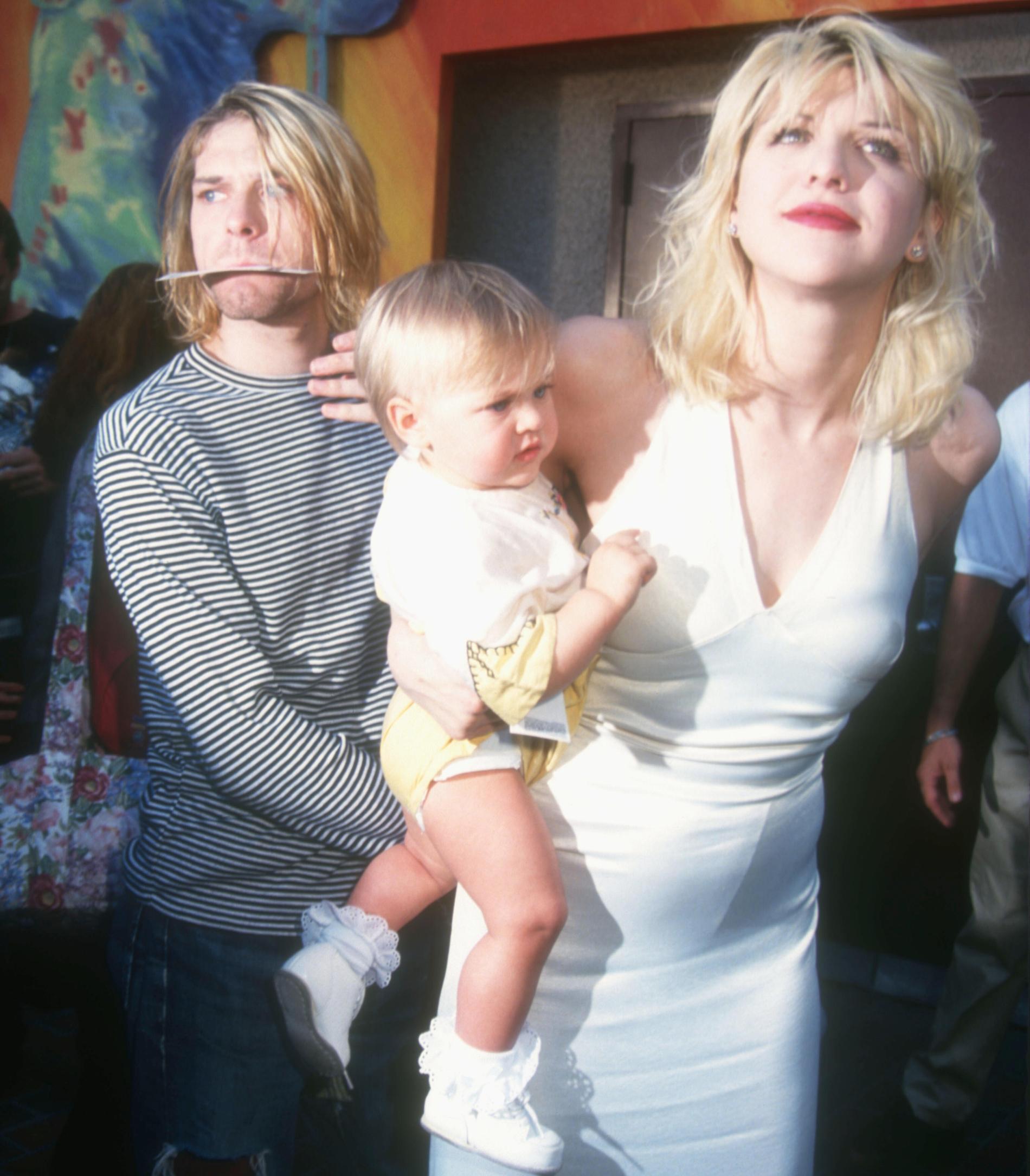 Kurt Cobain, Frances Bean Cobain och Courtney Love 1993.