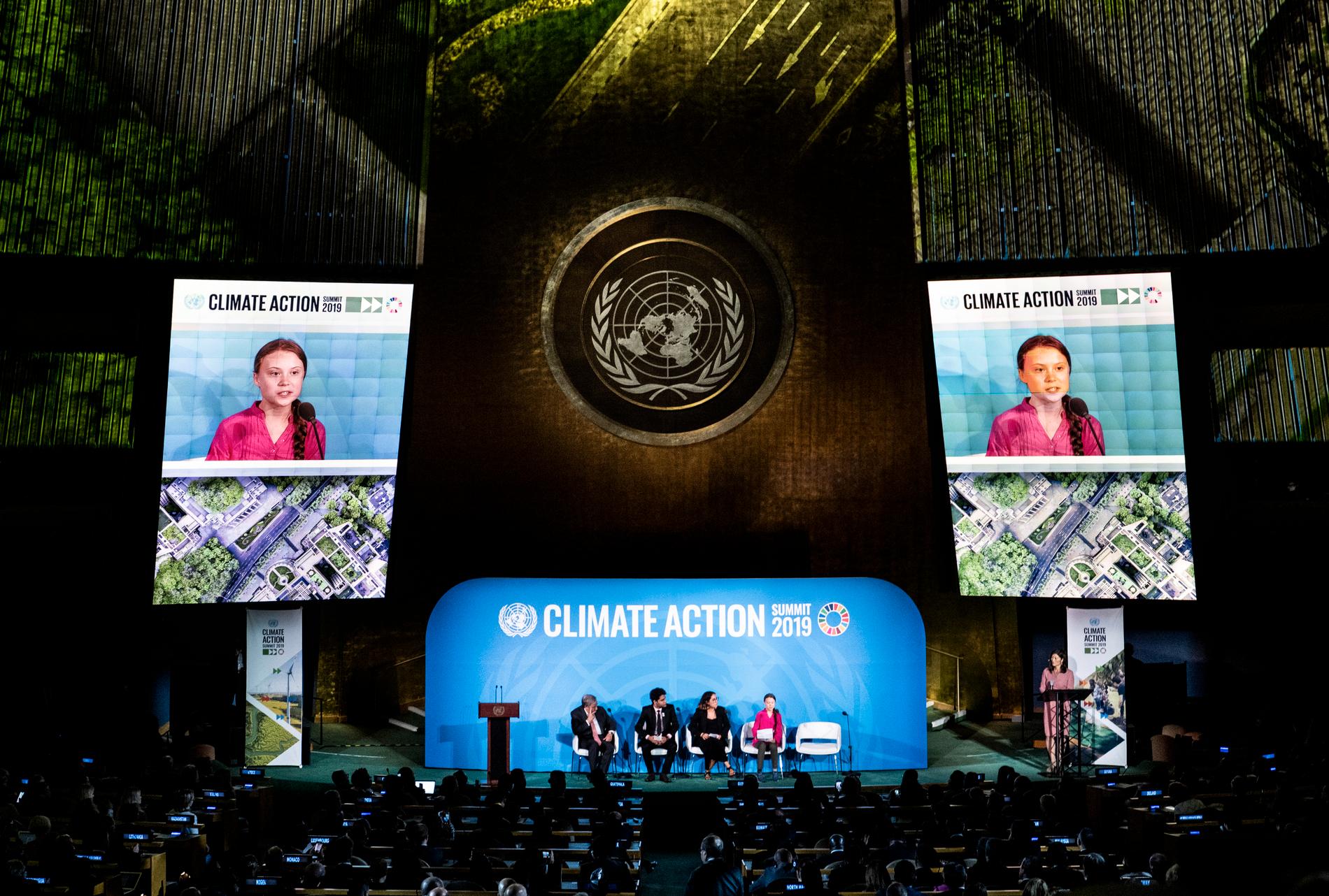 Greta Thunberg talade i FN:s generalförsamling vid öppnandet av klimattoppmötet i New York 2019. Året då hon åkte världen runt på turné.