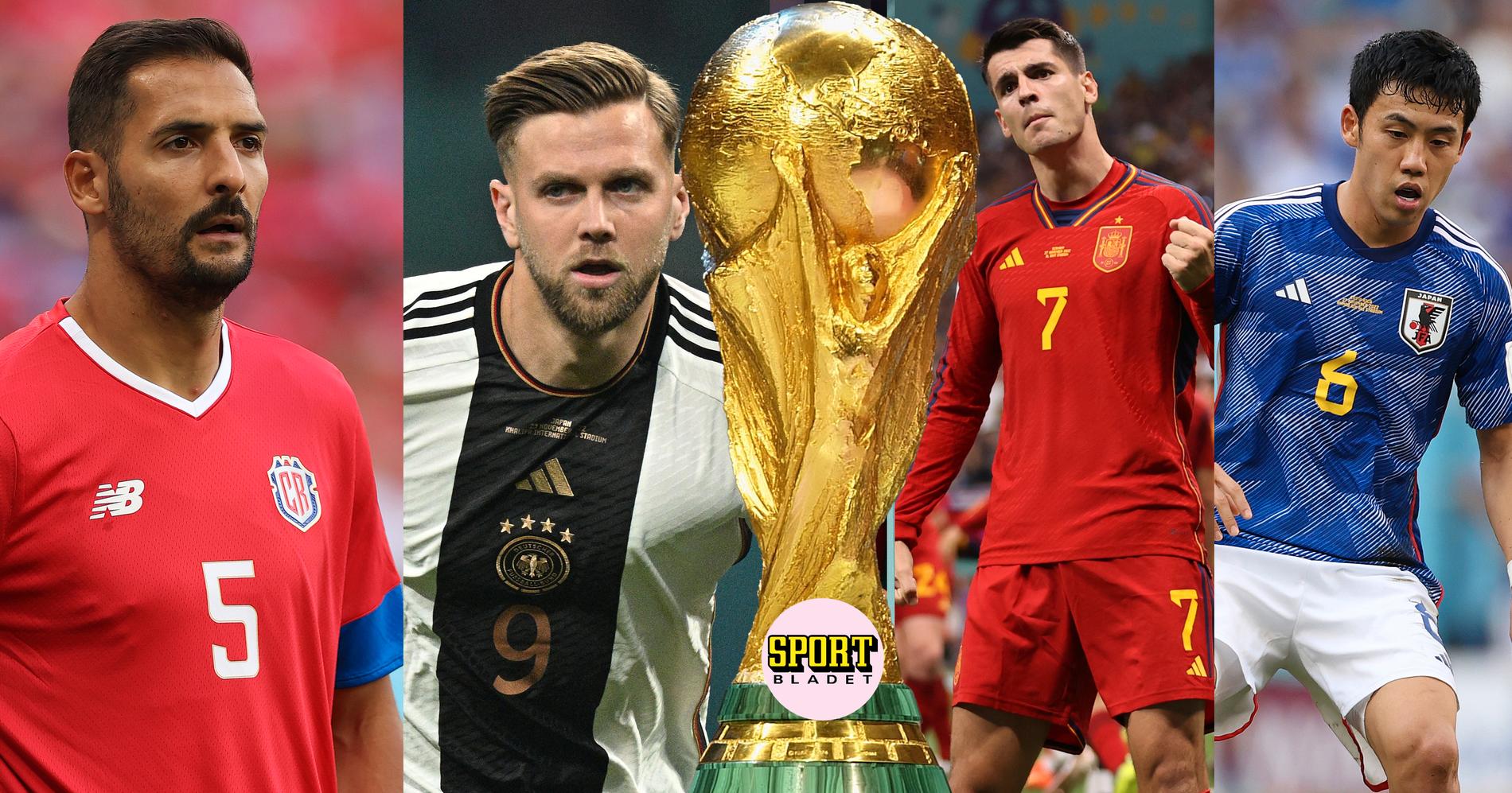 Costa Rica möter Tyskland och Spanien möter Japan i sista omgången i grupp E i fotbolls-VM.