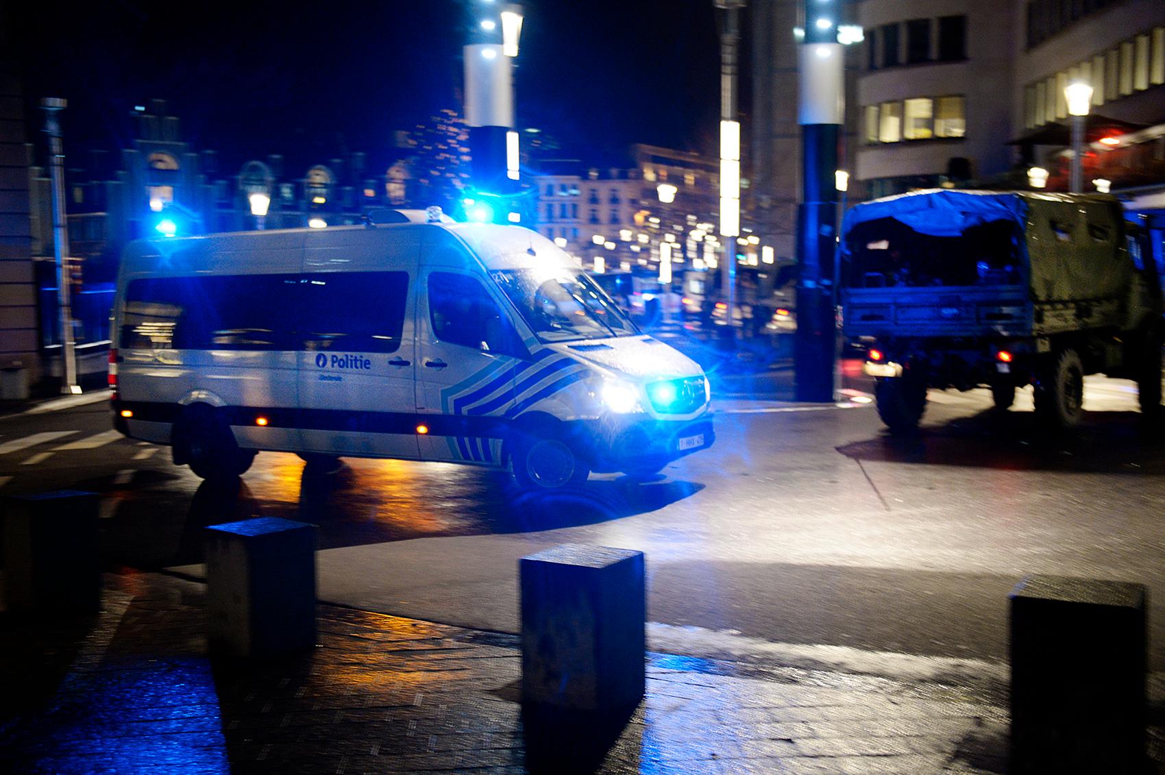Aftonbladets Urban Andersson blev vittne till ett stort polispådrag i Bryssel på fredagskvällen.
