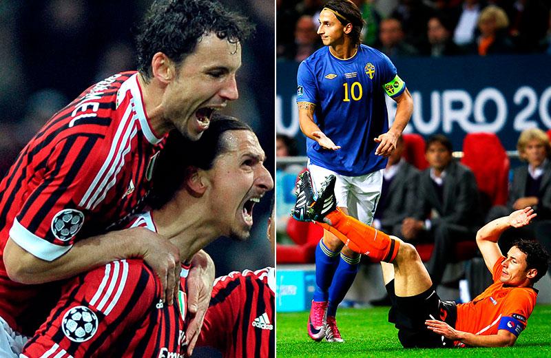 Van Bommel och Zlatan hamnade i bråk när Sverige mötte Holland. Därefteråt hamnade spelarna i samma lag.