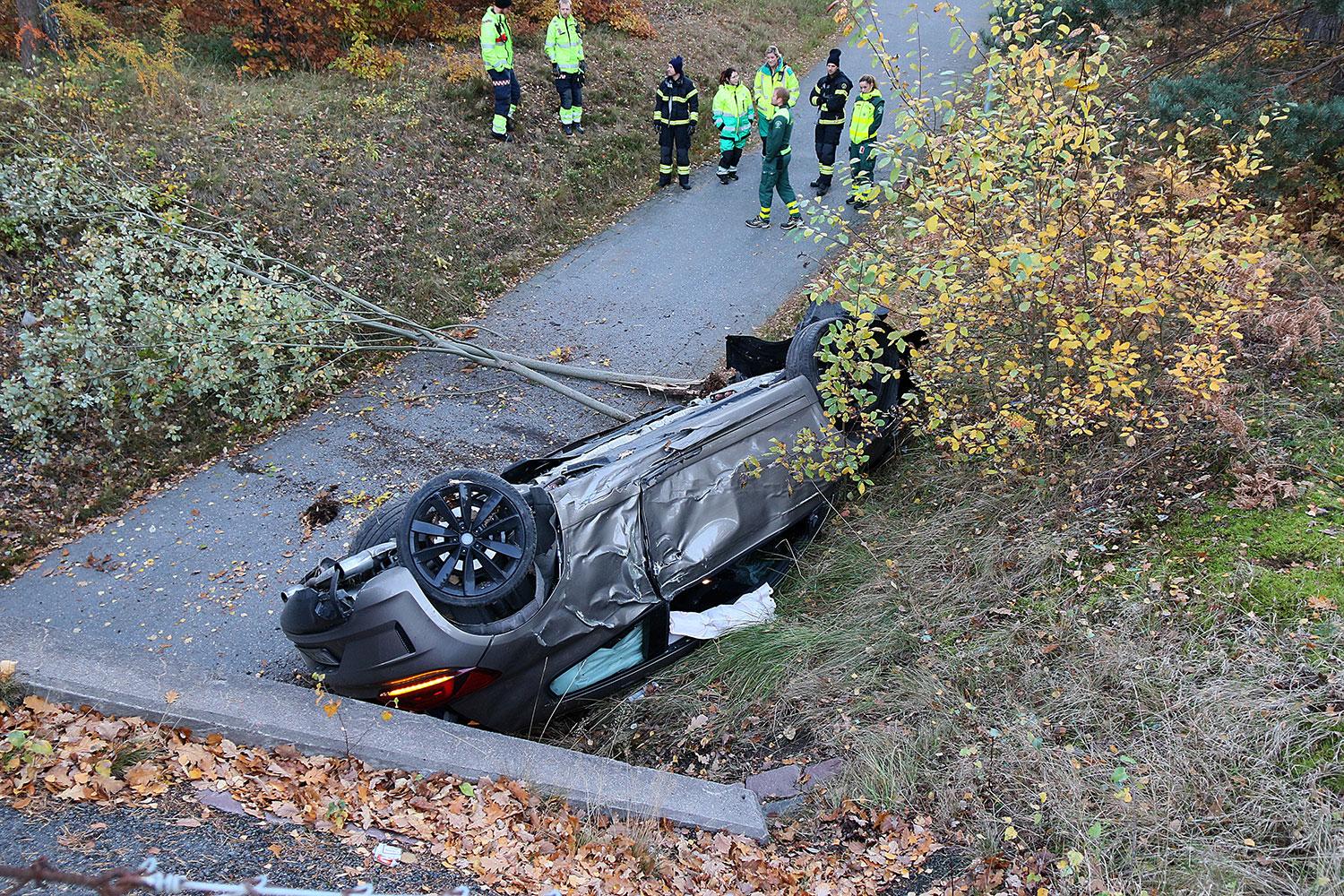 Alexander Petterssons bil efter kraschen.