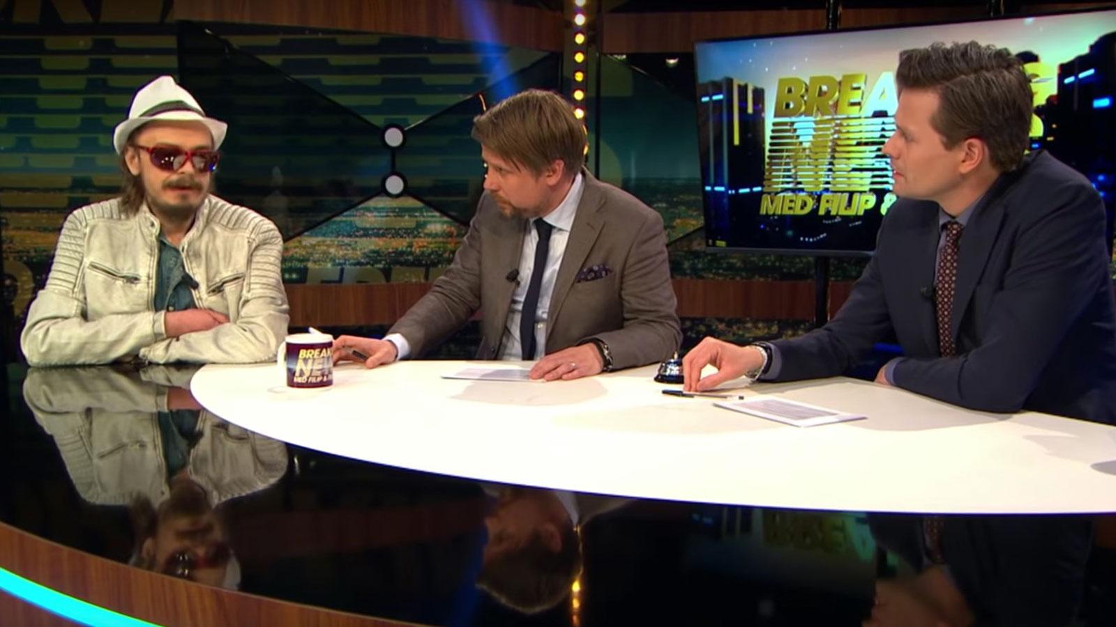 Pontiak Johanzon gästar Filip & Fredrik i ”Breaking news” 2015.