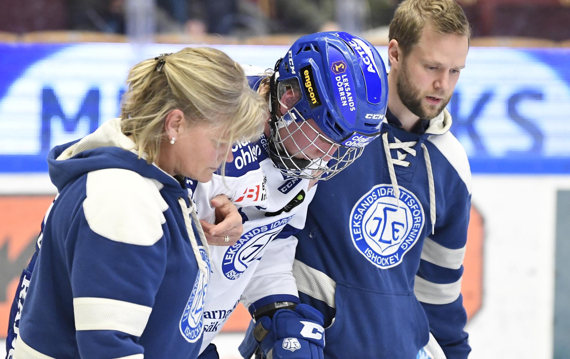 Själin blir hjälpt av isen under matchen mellan Leksand och AIK