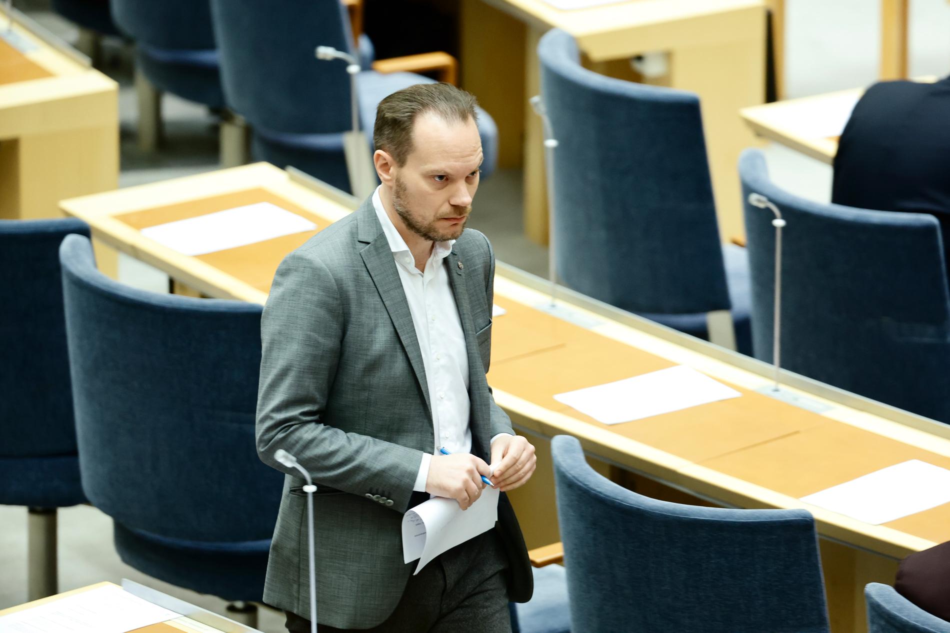 Martin Kinnunen (SD) under riksdagens EU-debatt i onsdags.
