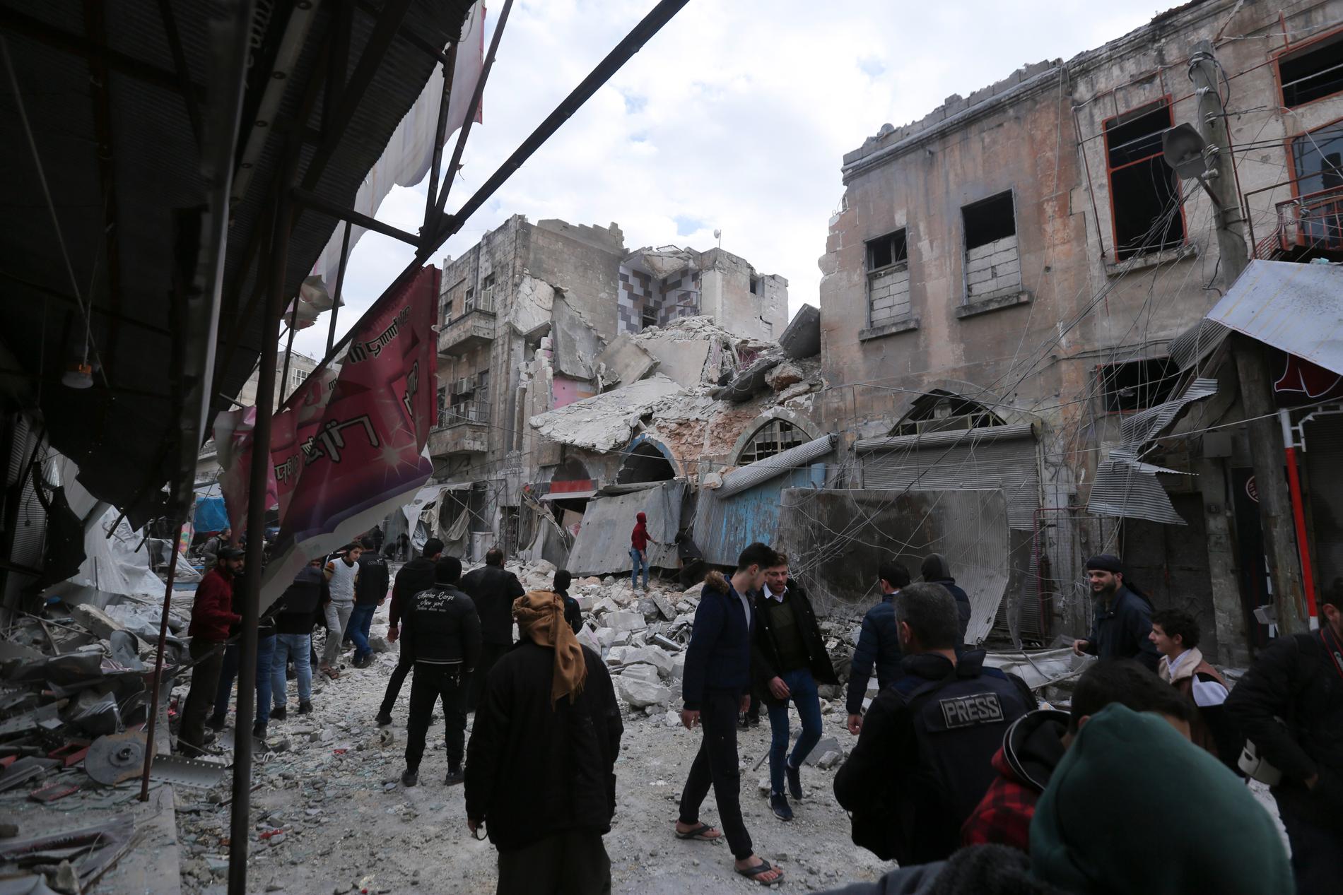 Det syriska inbördeskrigets härjningar märks tydligt i staden Ariha i provinsen Idlib.