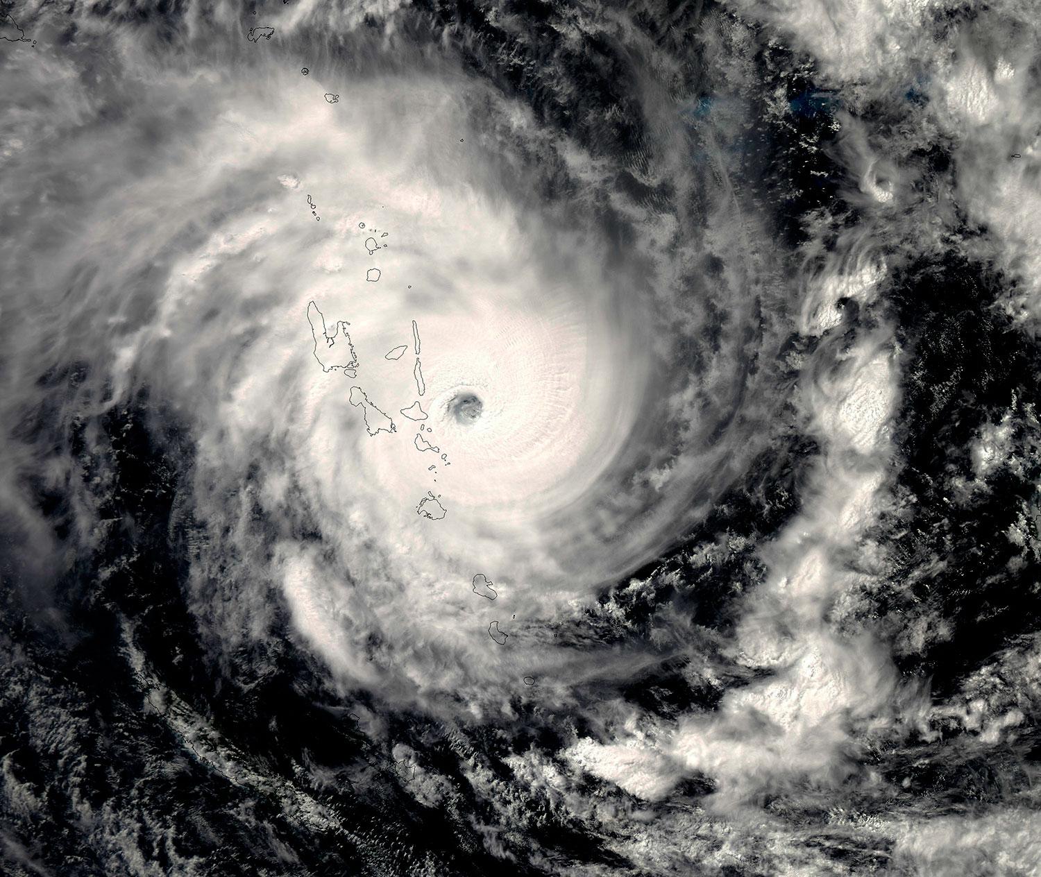 Ögruppen Vanuatu låg mitt i cyklonen Pams väg.