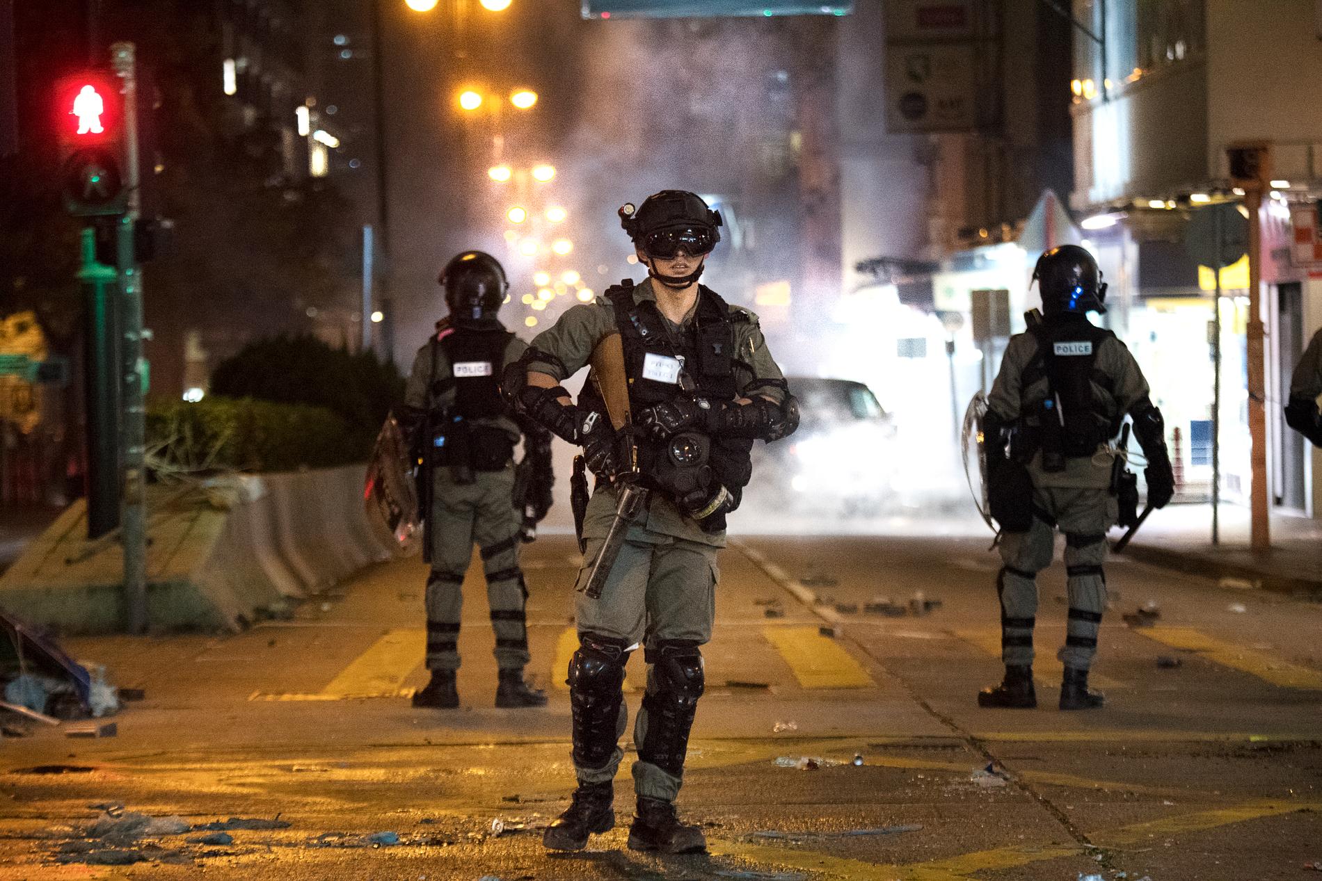 Poliser i Hongkong.