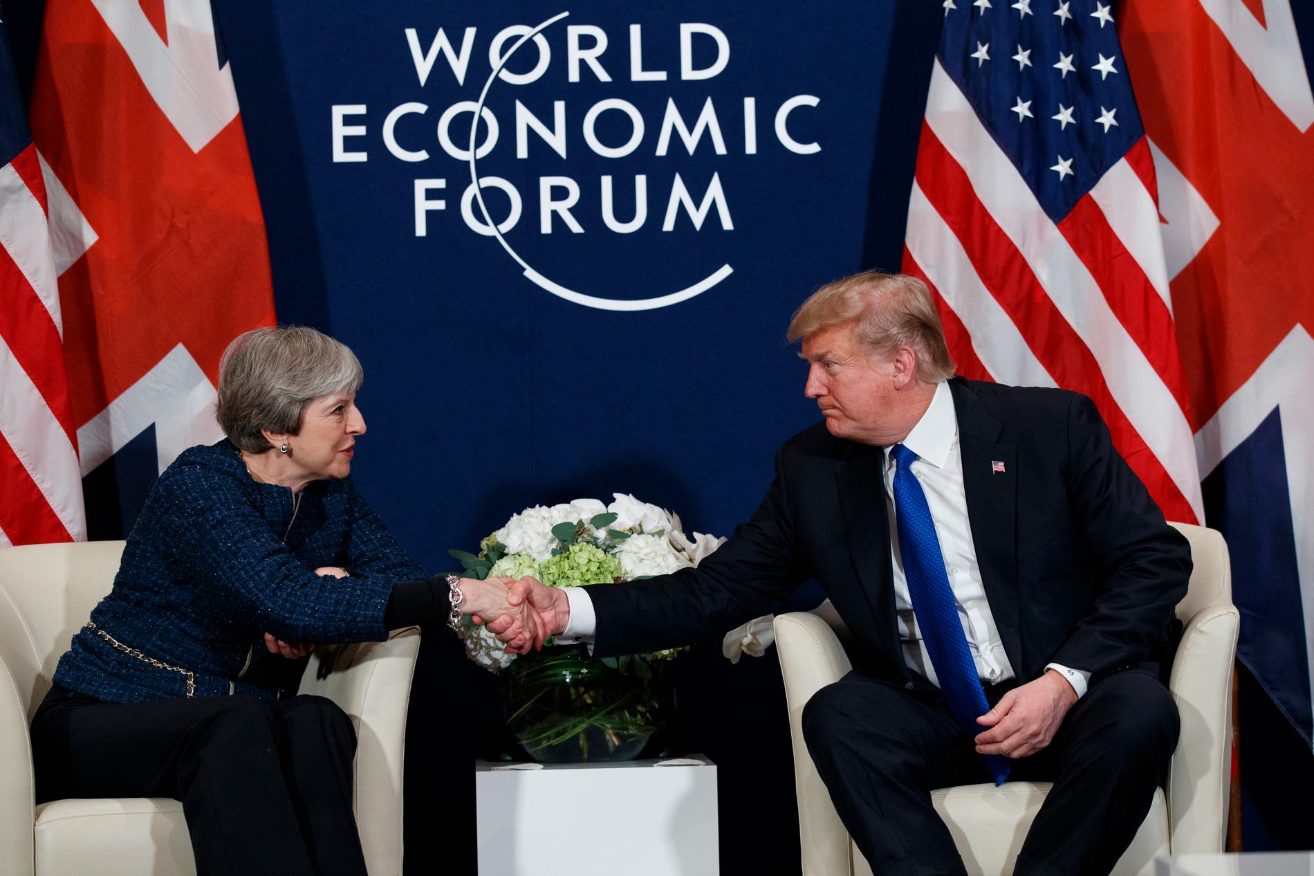 Premiärminister Theresa May och president Donald Trump var eniga efter att ha träffats på Världsekonomiskt forum i Davos.