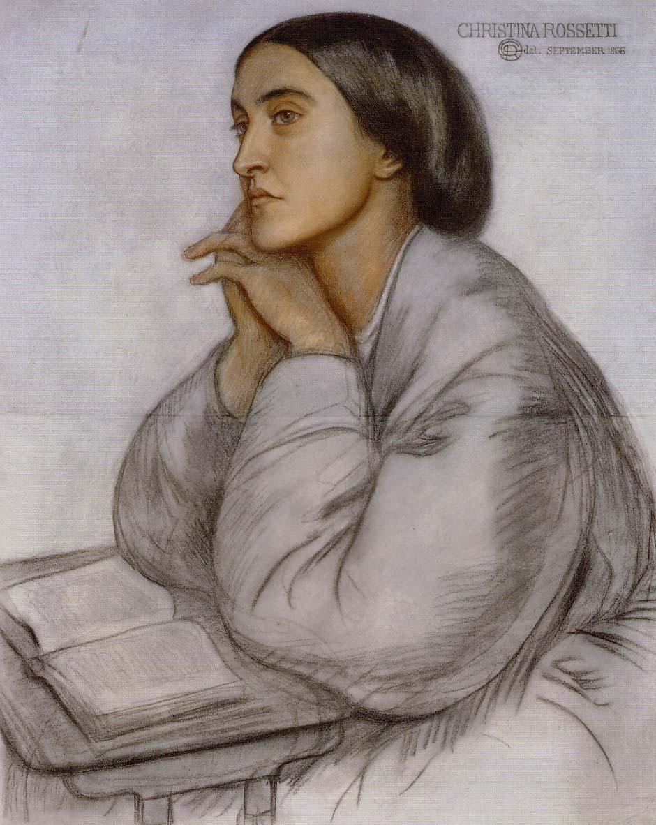 Porträtt av Christina Rossetti av hennes bror, Dante Gabriel Rossetti.