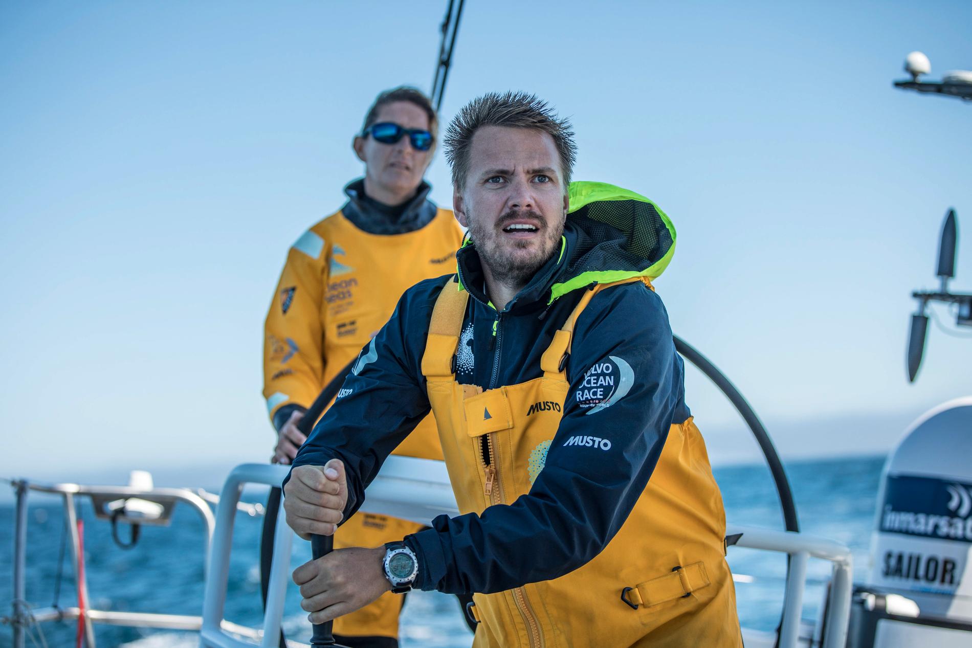Martin Strömberg tränar med sitt nya Ocean Race-team.
