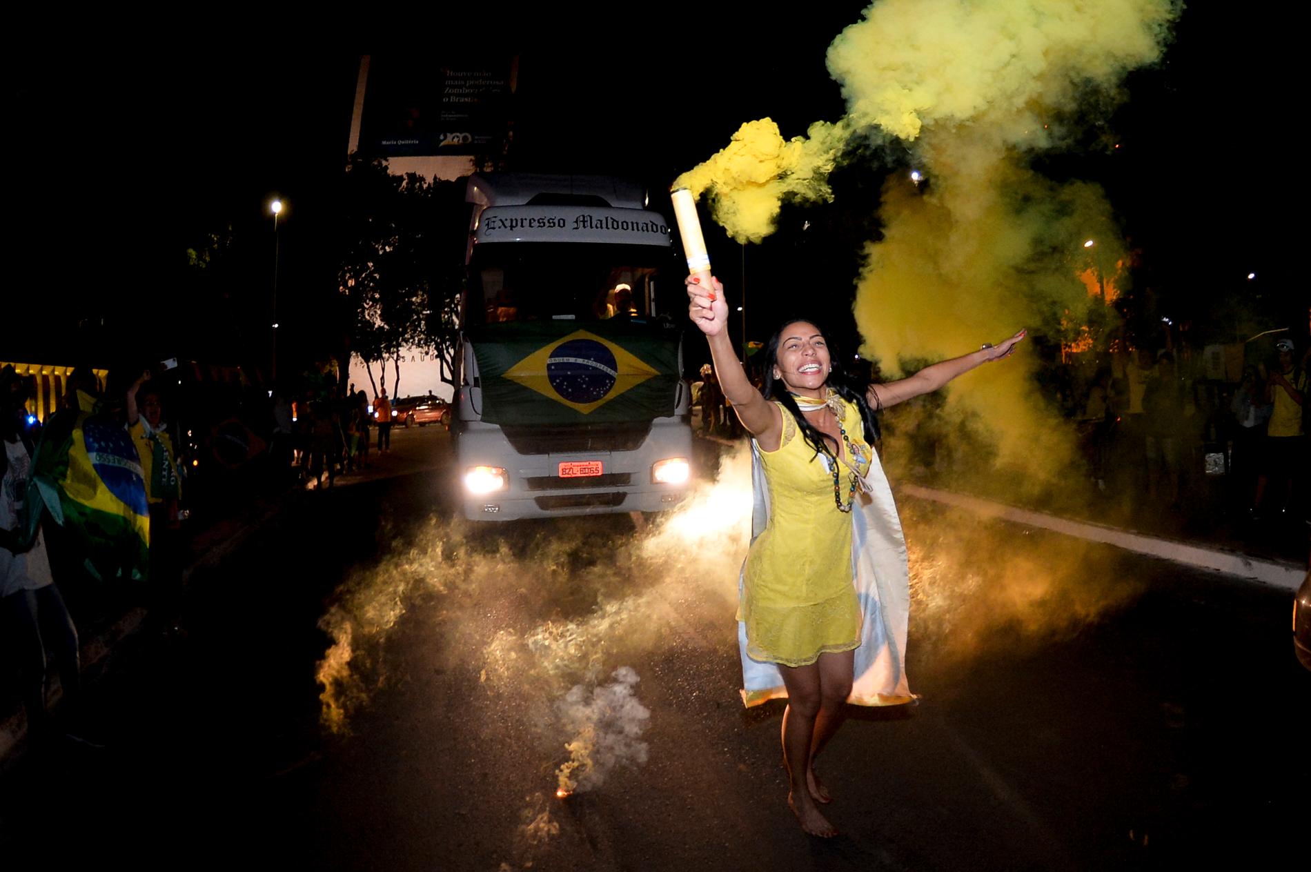 Firande i natt bland Bolsonaroanhängare.
