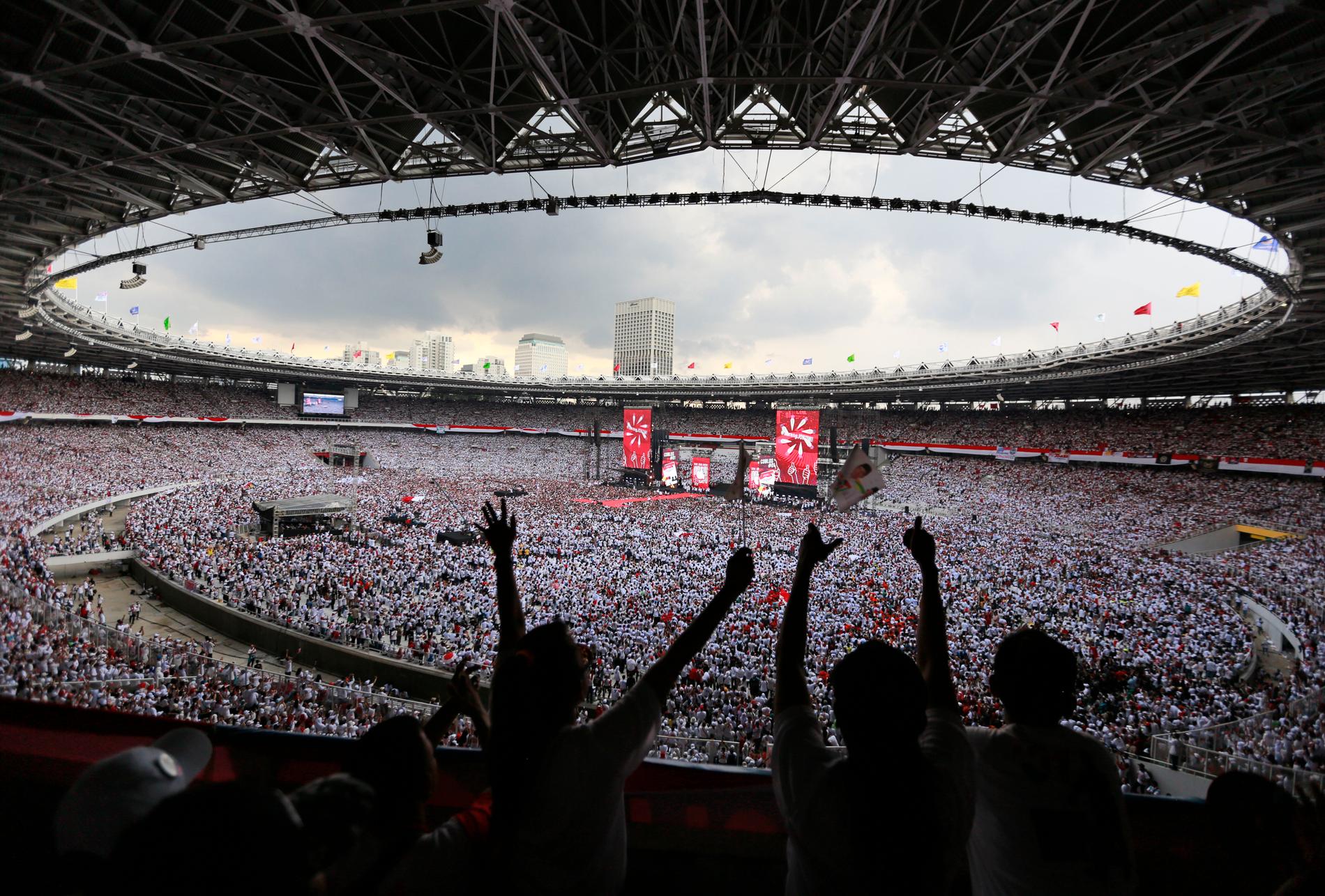 Valmöte med president Joko Widodo vid en arena i huvudstaden Jakarta i lördags.