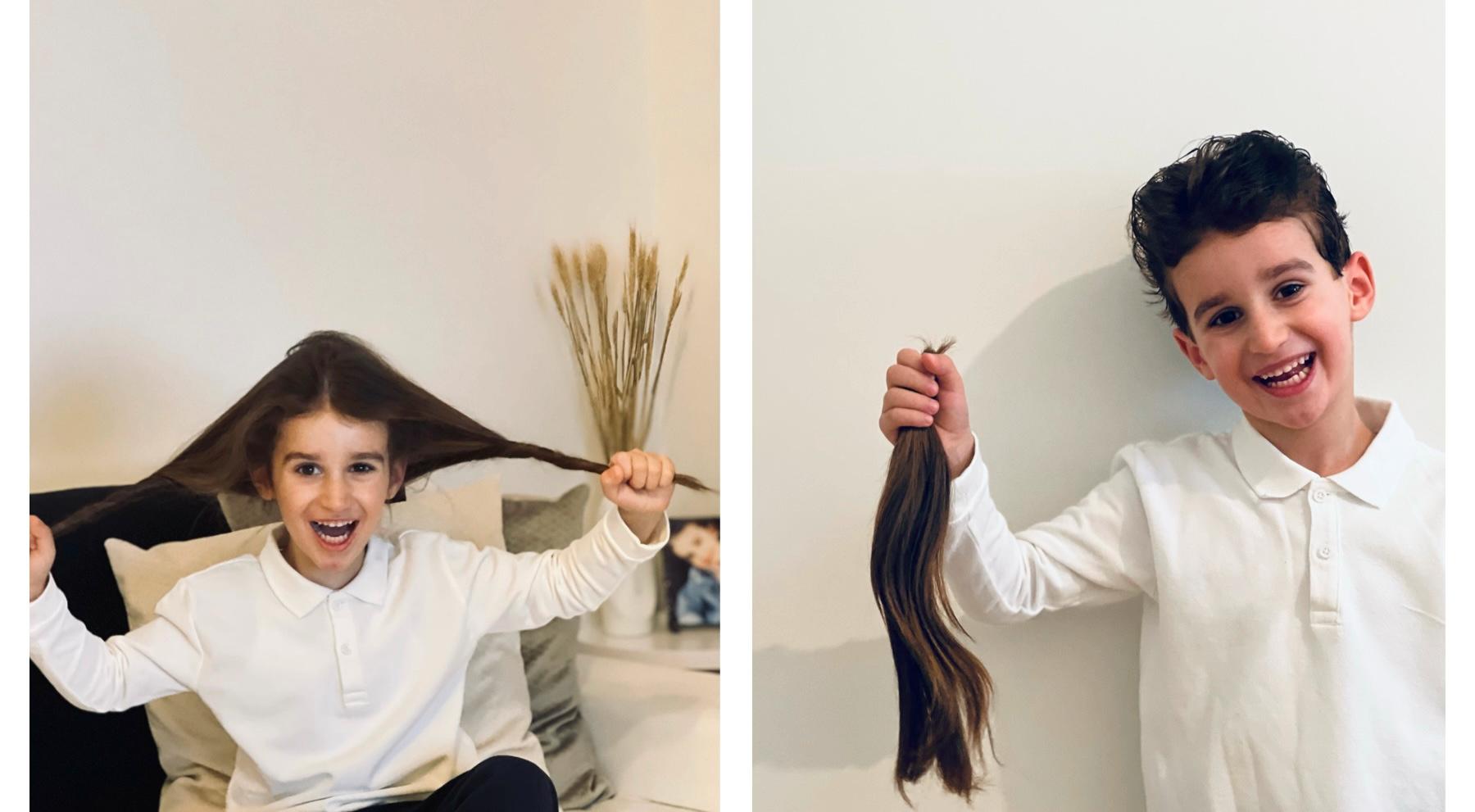 Albion, 4, skänkte sitt långa hår till cancerdrabbade barn. 
