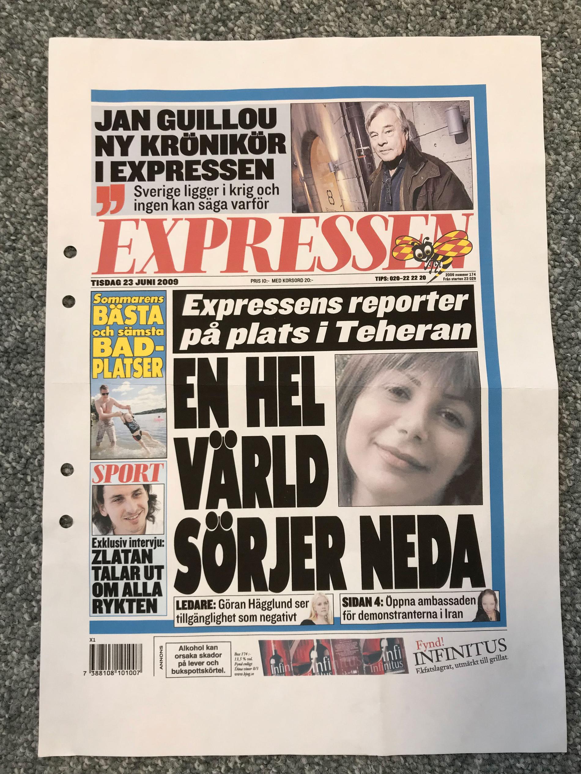 Förslaget på en förstasida på Expressen. 