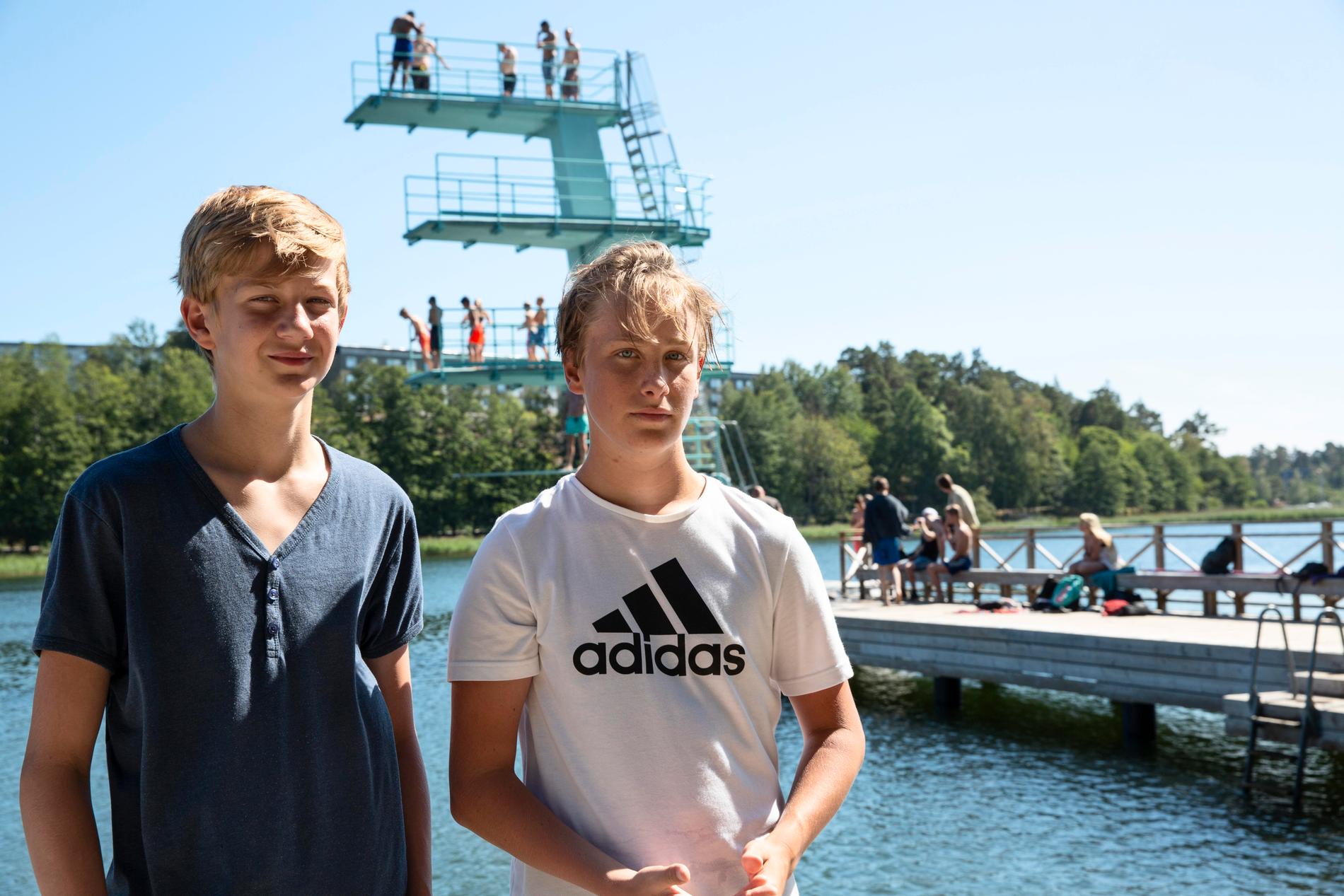 Colin Rundberg, 13 år, och Lukas Dahlin, 14, räddade två män från att drunkna. 