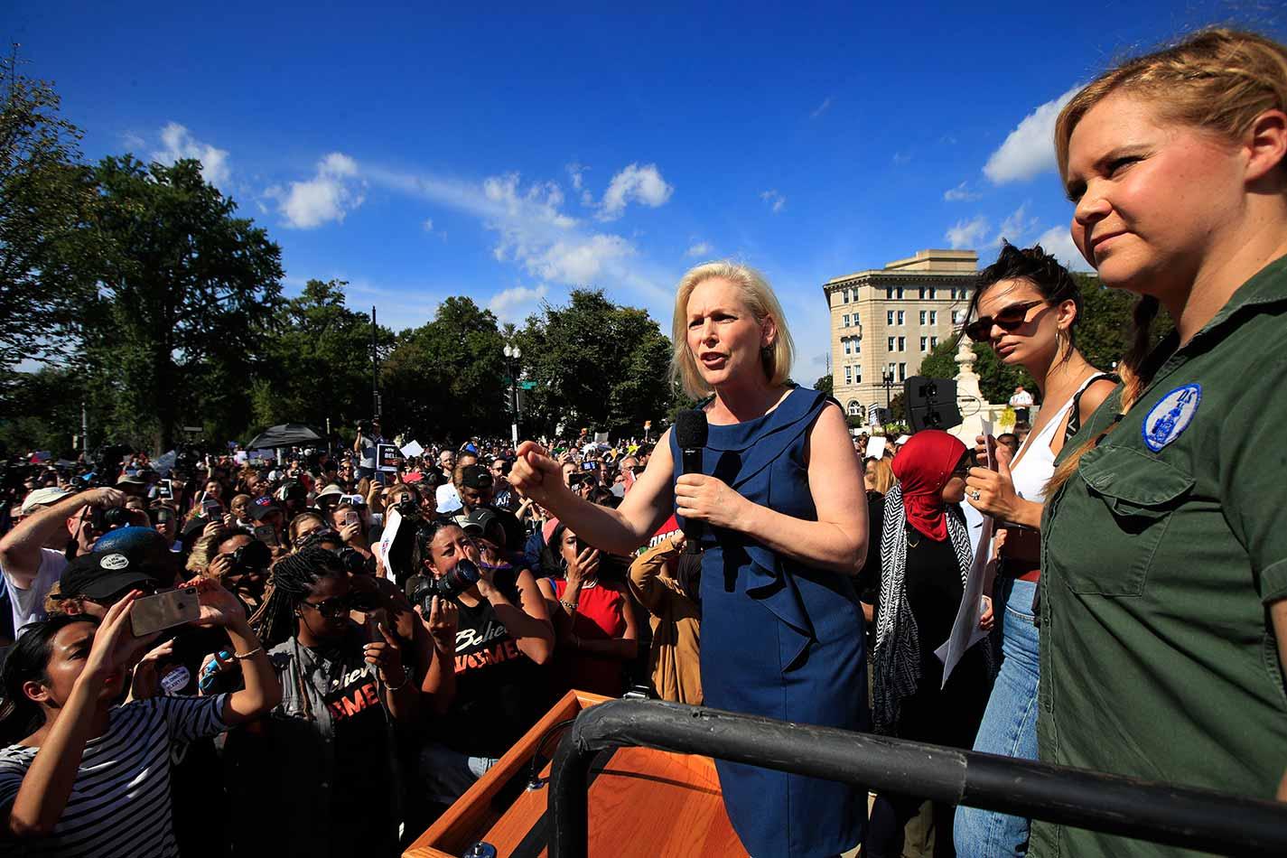 Amy Schumer vid demonstrationen i Washington.
