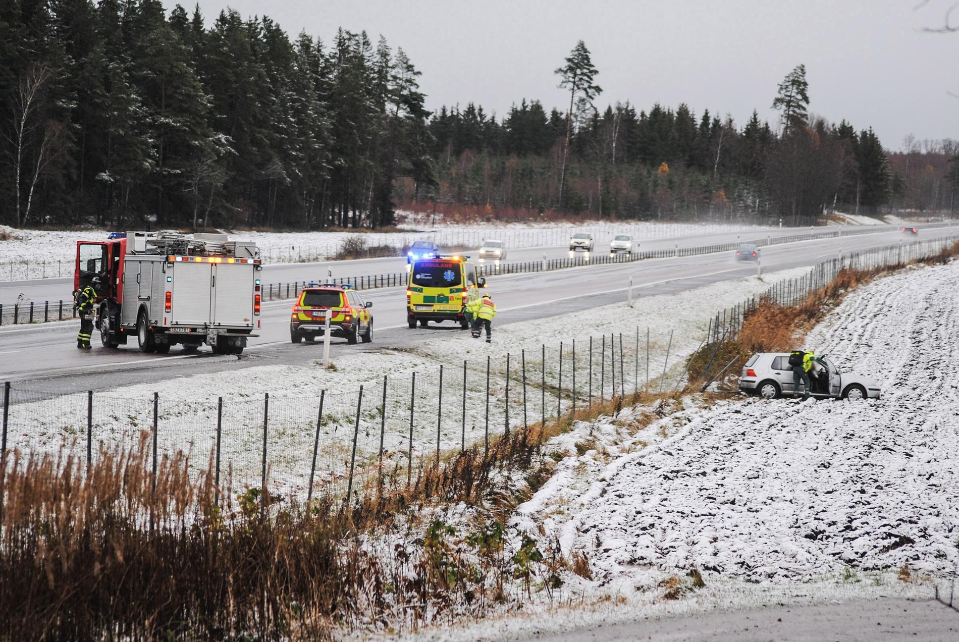 Olycka på E4 söder om Linköping.