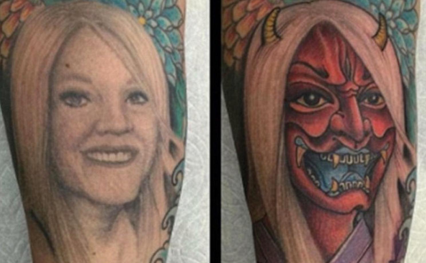 Så här ser tatueringen av ex-frun ut idag.