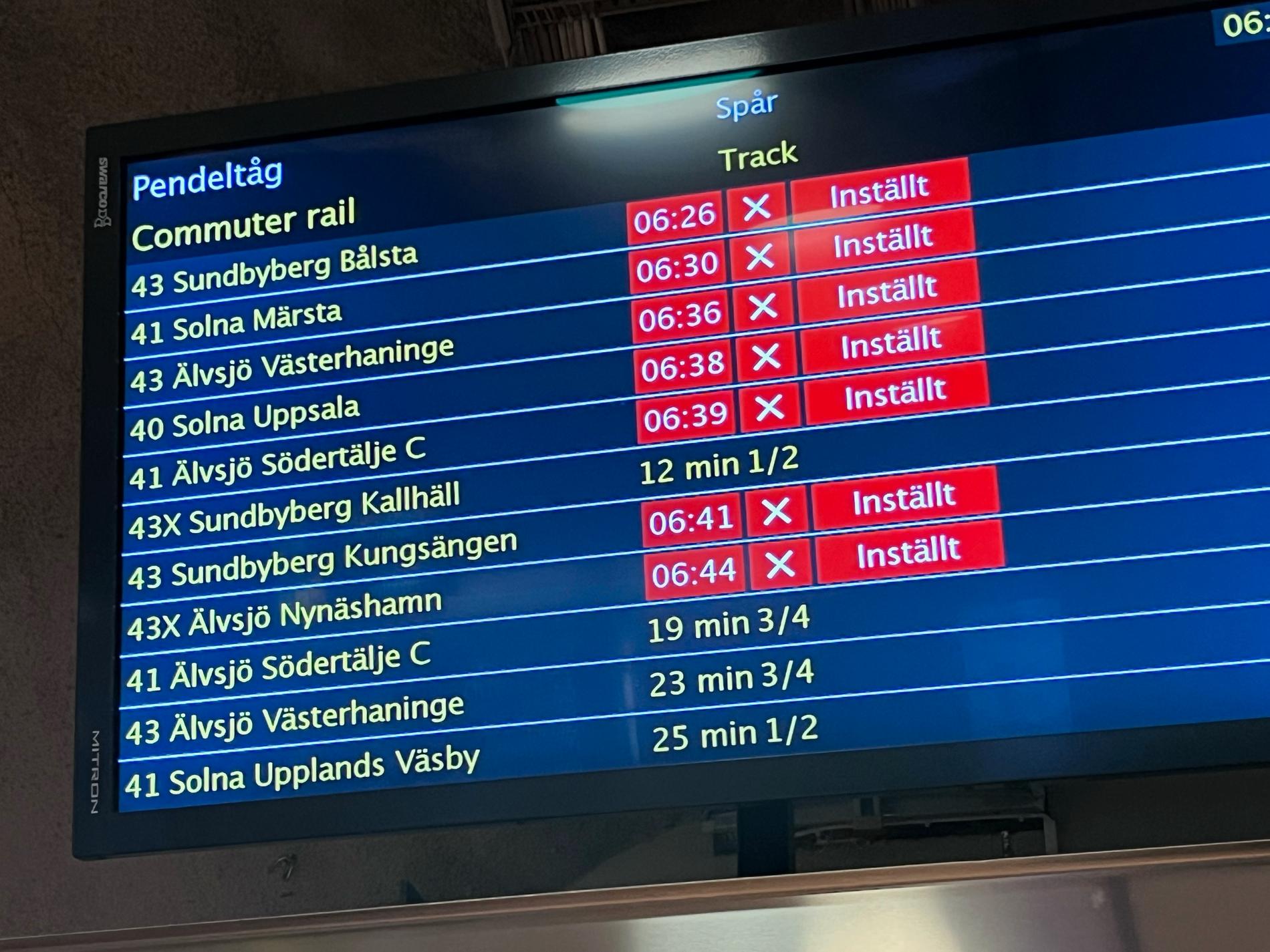 Lokförarna strejkar i Stockholm och pendeltågen ställs in