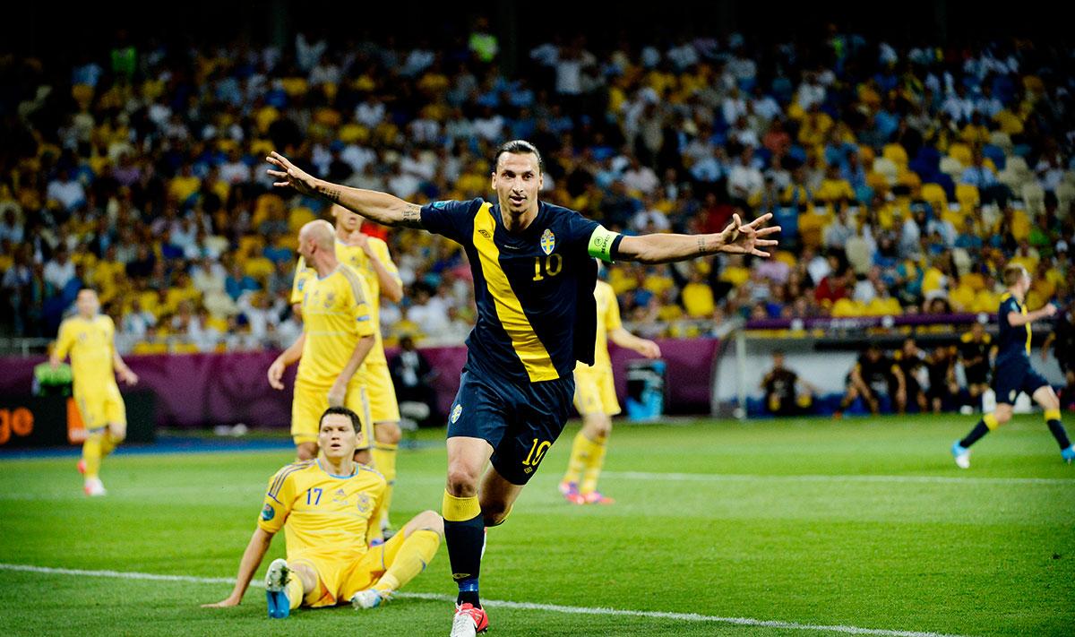 11 juni 2012 EM-premiär mot värdlandet Ukraina och Zlatan ger Sverige ledningen tidigt i andra halvlek. Men glädjen blev kortvarig då Ukraina kunde kvittera och sätta segermålet innan matchen var slut. Sjevchenko stor hjälte.