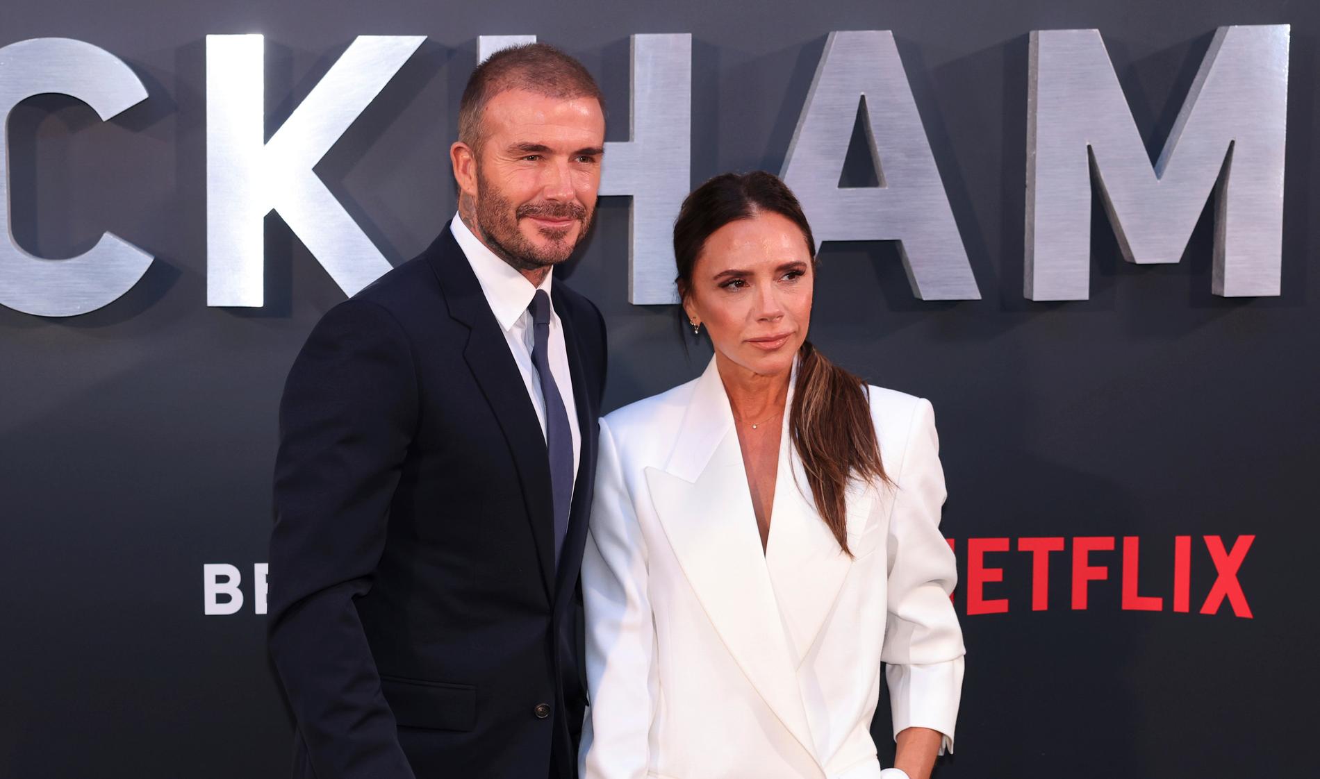 David och Victoria Beckham inför premiären av Netflix-dokumentären.