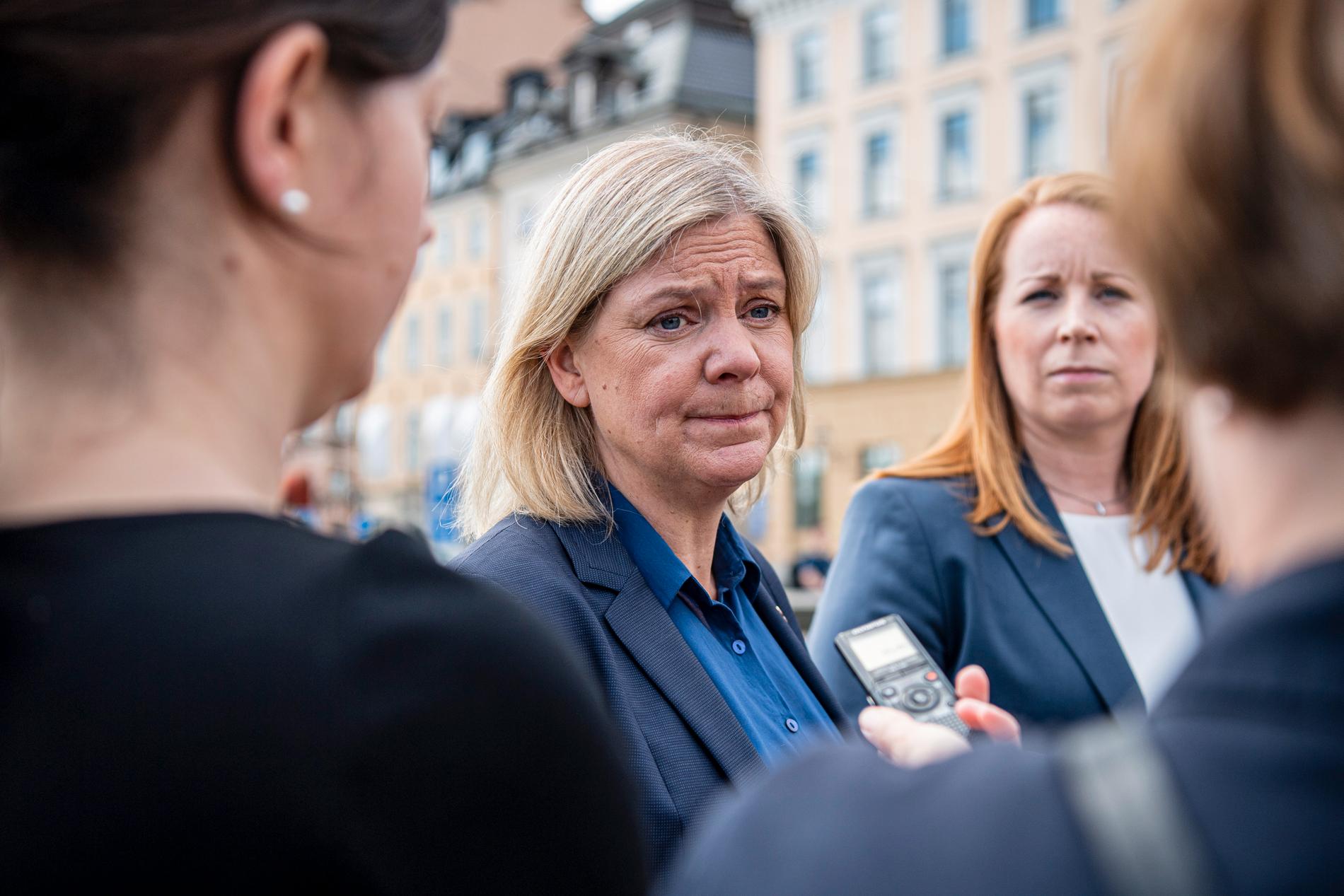 Magdalena Andersson, här tillsammans med Annie Lööf under Natoövningen som nyligen pågick i Stockholm.