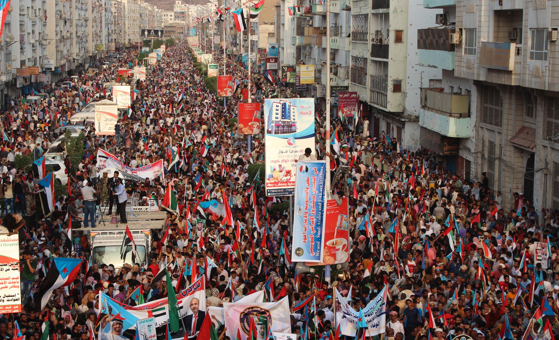 Separatister under en manifestation i Aden i södra Jemen i september i fjol. Arkivbild.