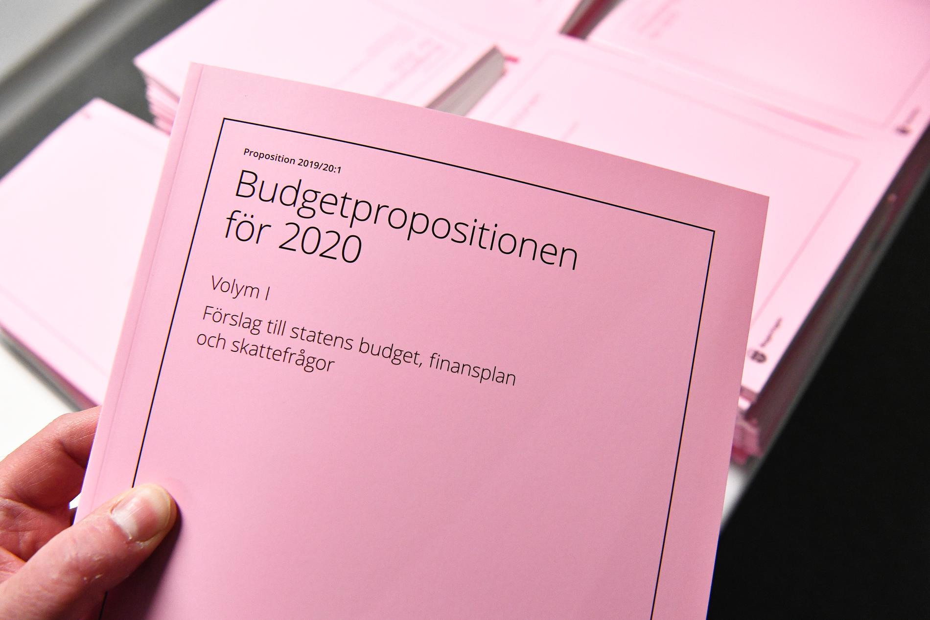 Budgetpropositionen för 2020 på finansdepartementet i Stockholm.