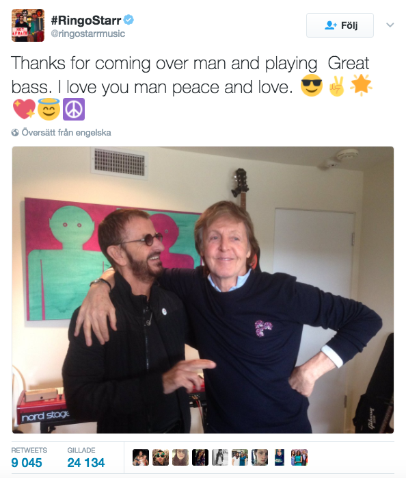 ”Jag älskar dig, kompis”. Ringo Starr och Paul McCartney jobbar ihop igen.