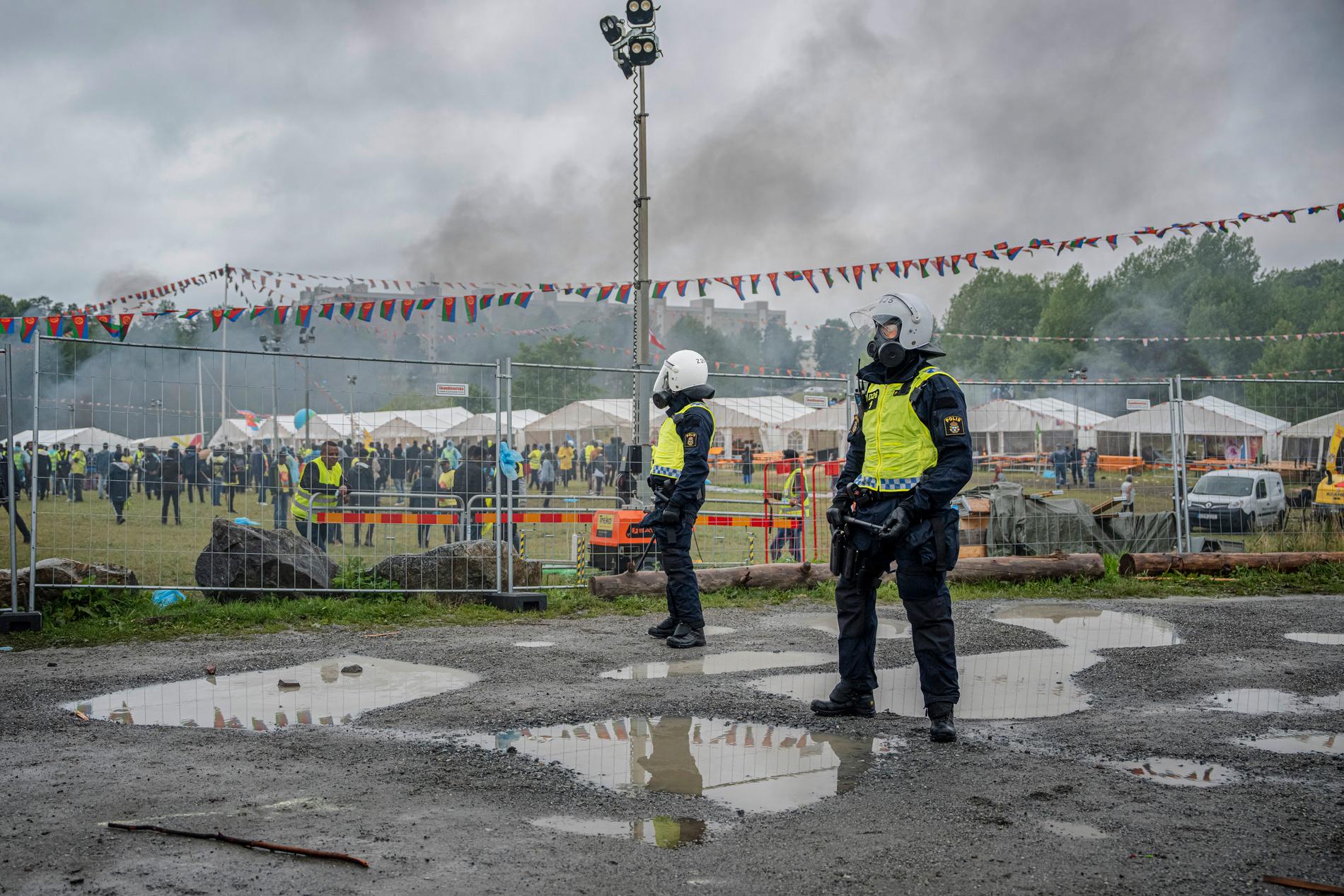 Oroligheter bröt ut vid en eritreansk festival på Järvafältet i Stockholm på torsdagen.