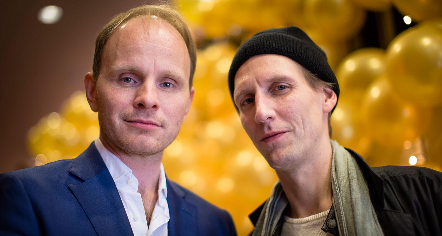 Dome Karukoski, regissör, och Pekka Strang, skådespelare i ”Tom Of Finland”.
