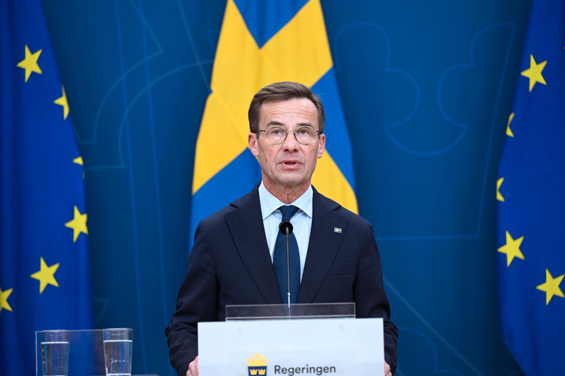 ”Den misstänkta terroristen har vistats i Sverige”, berättade Ulf Kristersson på tisdagens presskonferens. 