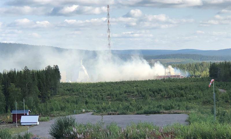 Esrange i Kiruna. Bilden visar branden i den södra delen av basområdet som använts sedan 60-talet för att skjuta upp sondraketer för forskningsändamål.