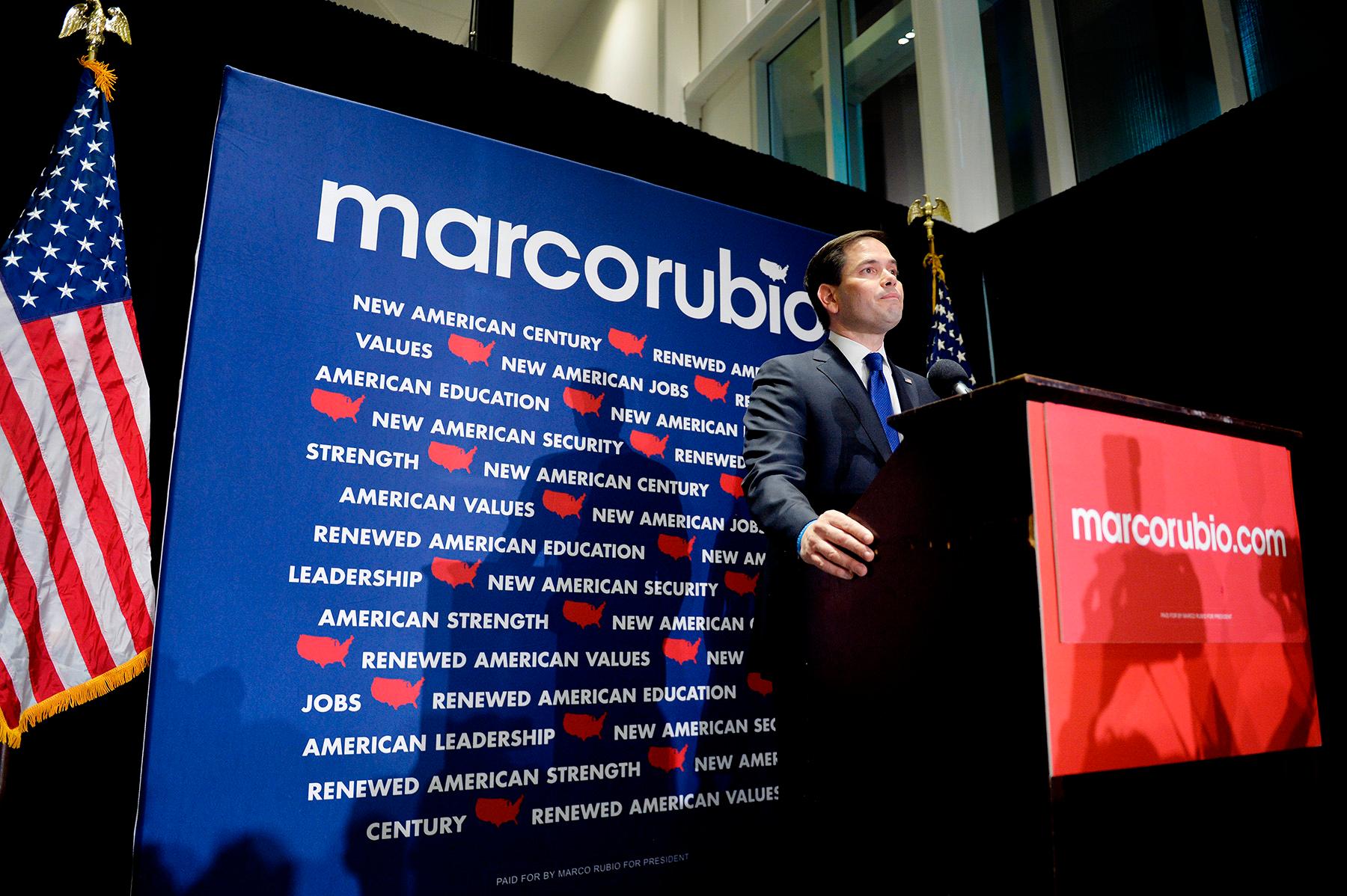 Floridasenatorn Marco Rubio meddelar att han hoppar av sin presidentkandidatur.
