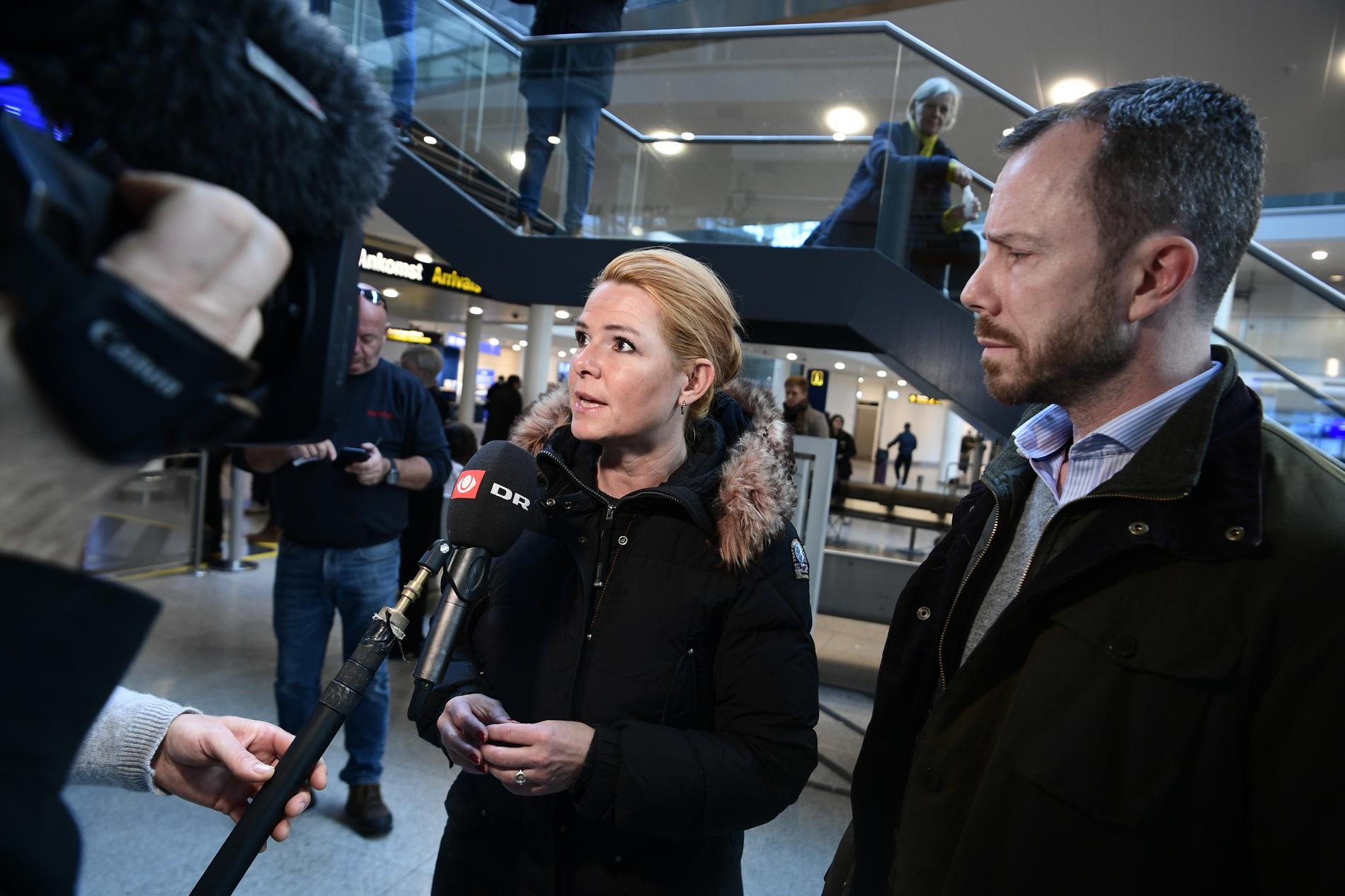 Danmarks tidigare invandrings- och integrationsminister Inger Støjberg riskerar att ställas inför riksrätt. I slutet av 2020 tvingades hon bort som vice ordförande för borgerliga Venstre av nuvarande partiledaren Jakob Ellemann-Jensen, som syns här till höger. Arkivbild.