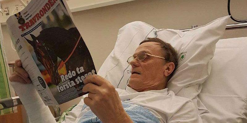 73-årige Jan Norberg drabbad av ny svår skada, bröt lårbenshalsen efter ett träningsjobb med en travhäst.
