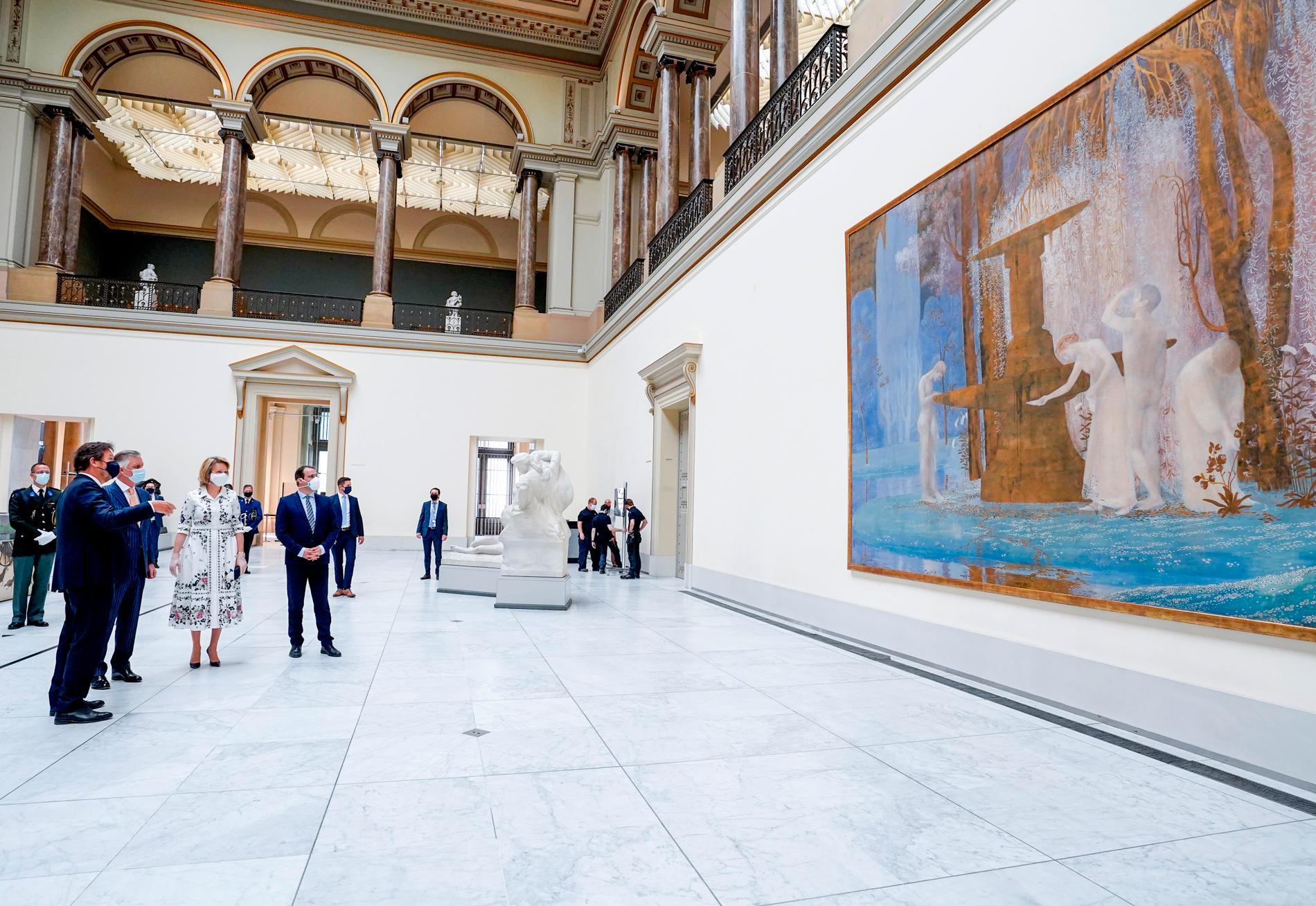 Belgiens kung och drottning besöker Kungliga museet för sköna konster i Belgien – som nu för första gången har lämnat tillbaka en tavla stulen av nazisterna. Arkivbild.